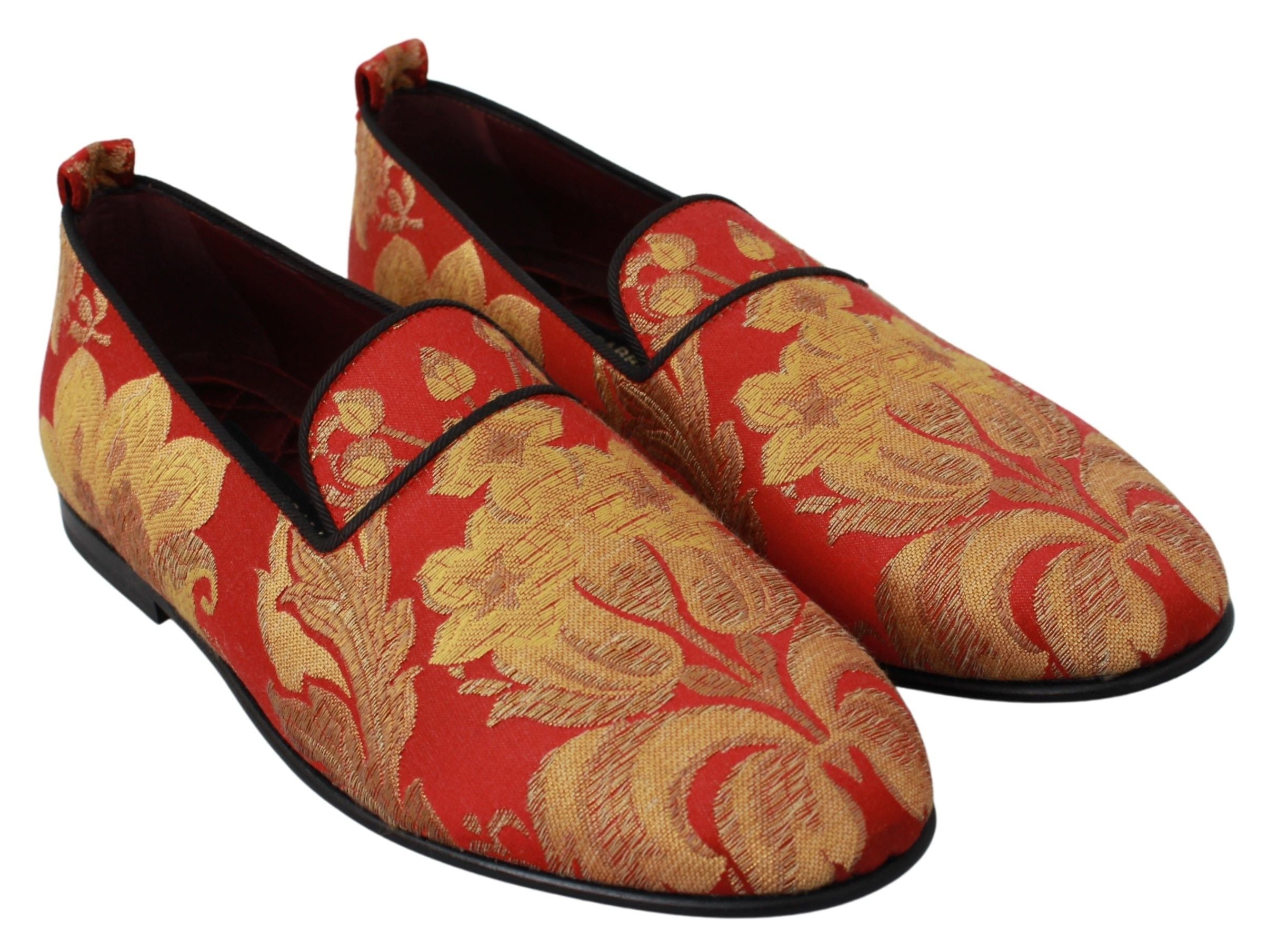 Rose Gold Brocade Loafers Slide Flats - ventzia