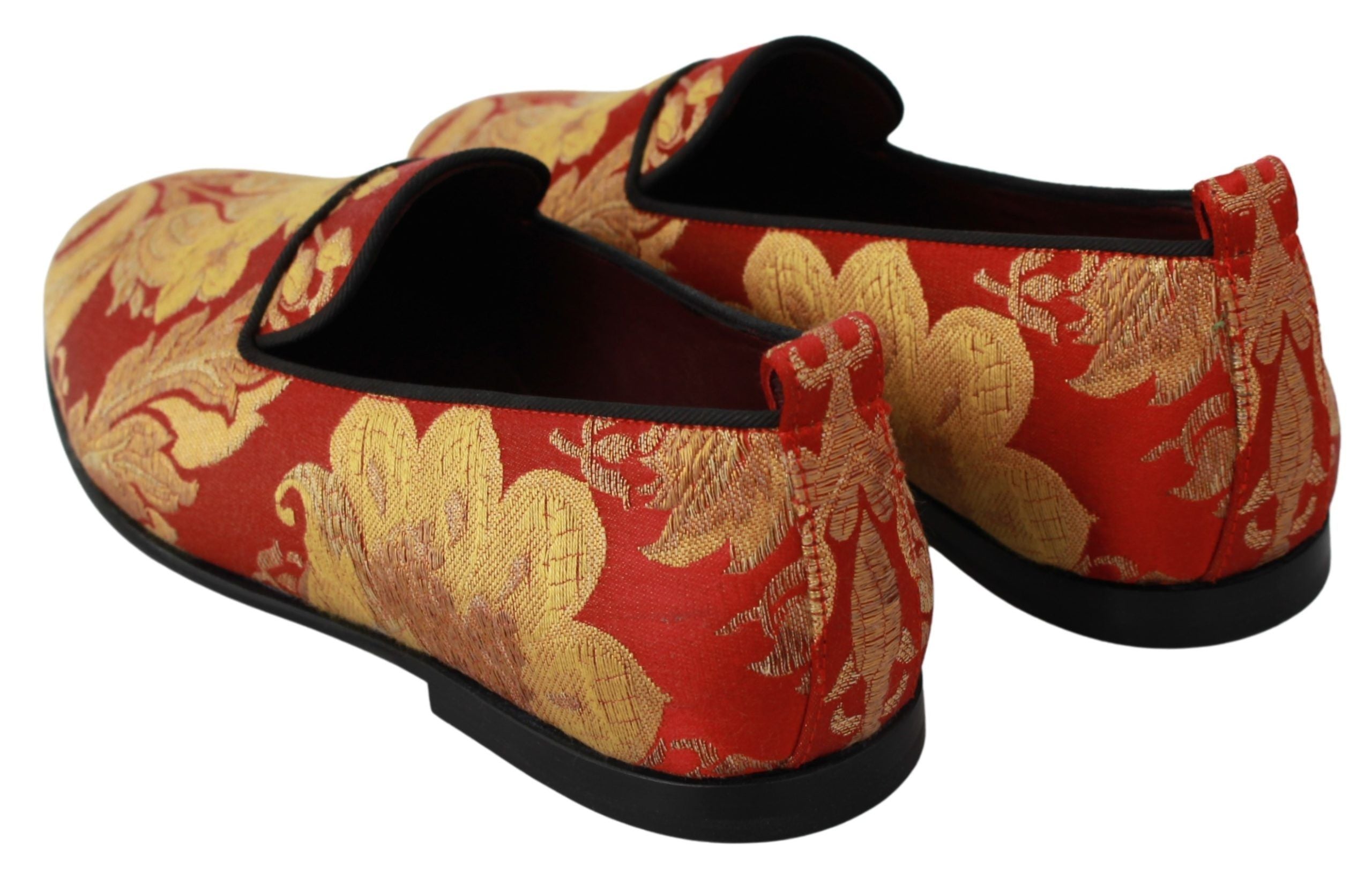 Rose Gold Brocade Loafers Slide Flats - ventzia