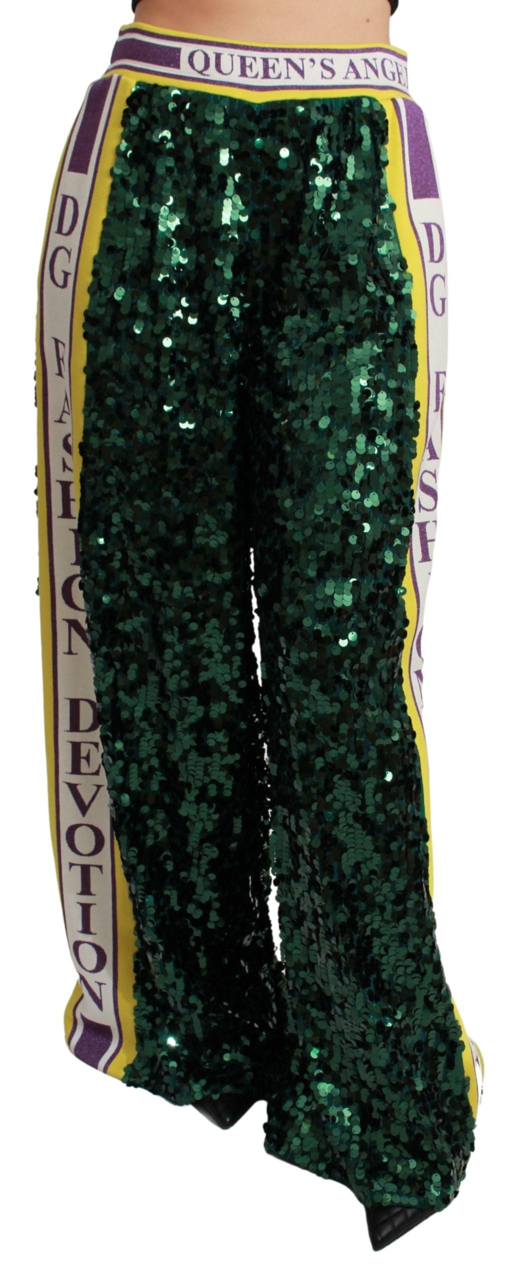 Green Sequin Trousers Queens Angel Pants - ventzia
