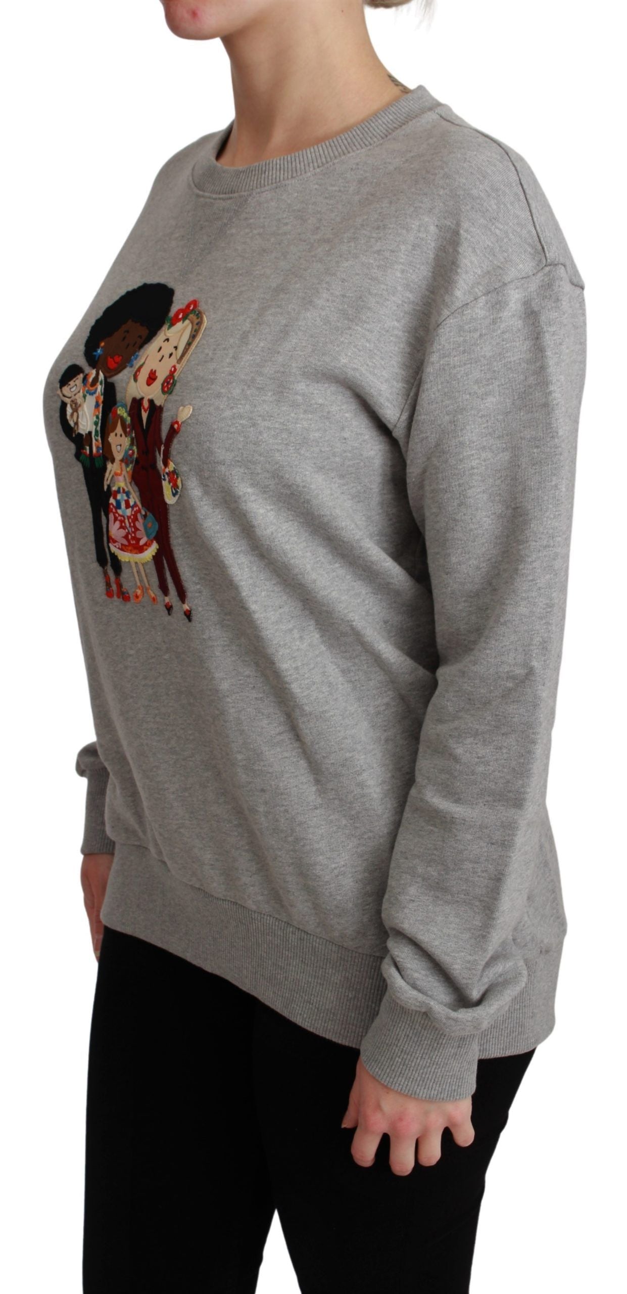 Elegant Multicolor Embroidered Crew-neck Sweater - ventzia
