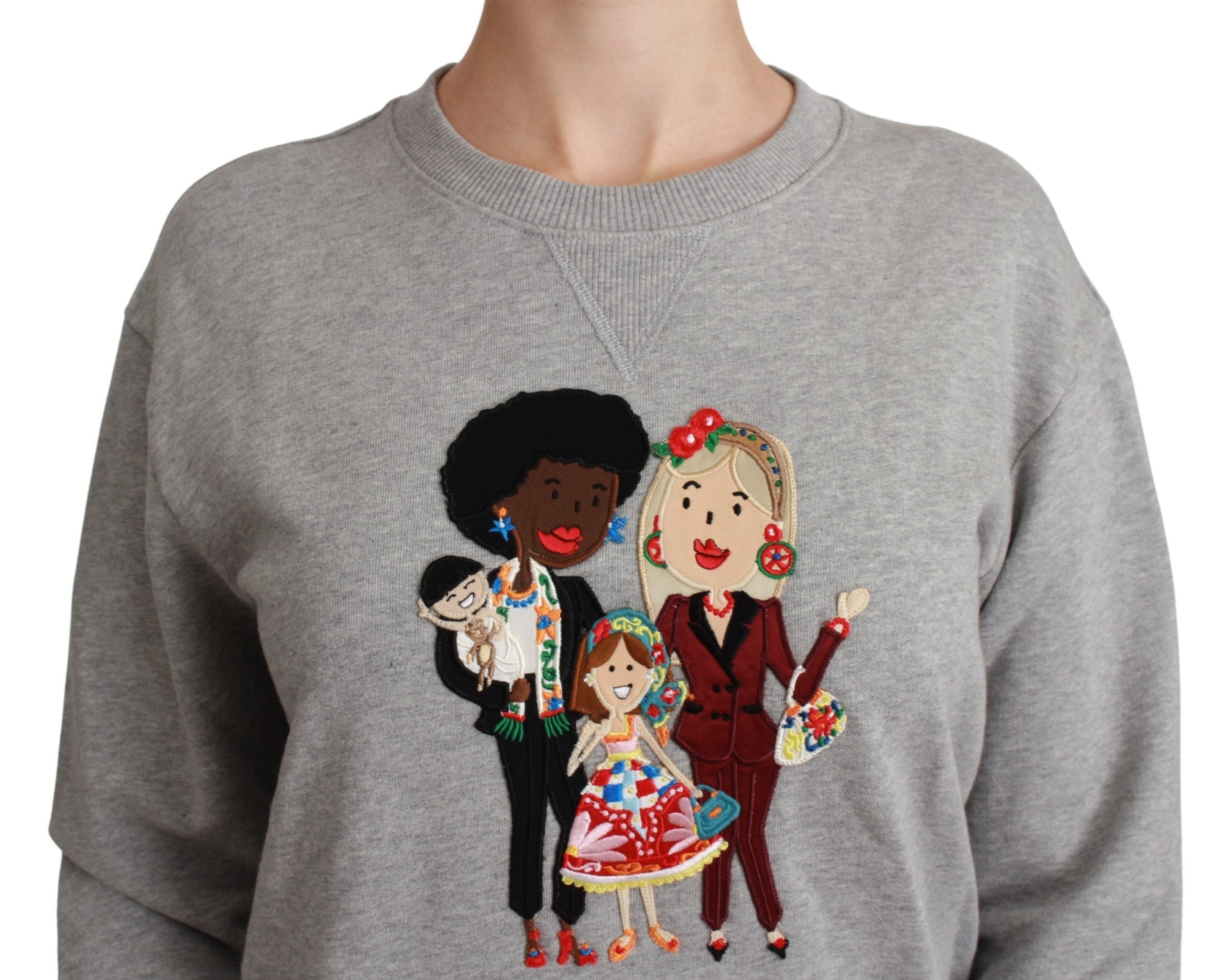 Elegant Multicolor Embroidered Crew-neck Sweater - ventzia