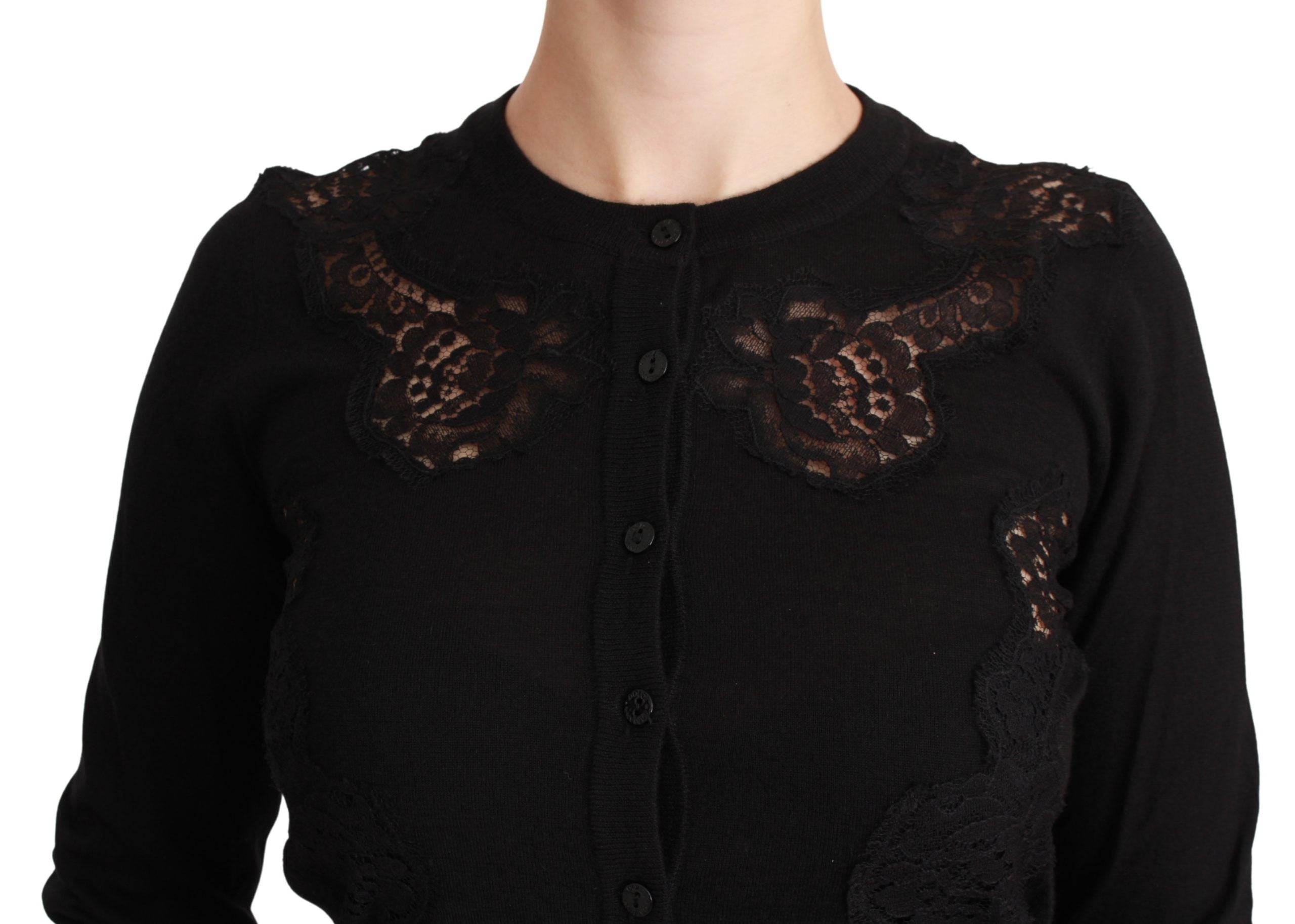Elegant Cashmere Silk Blend Lace Cardigan - ventzia