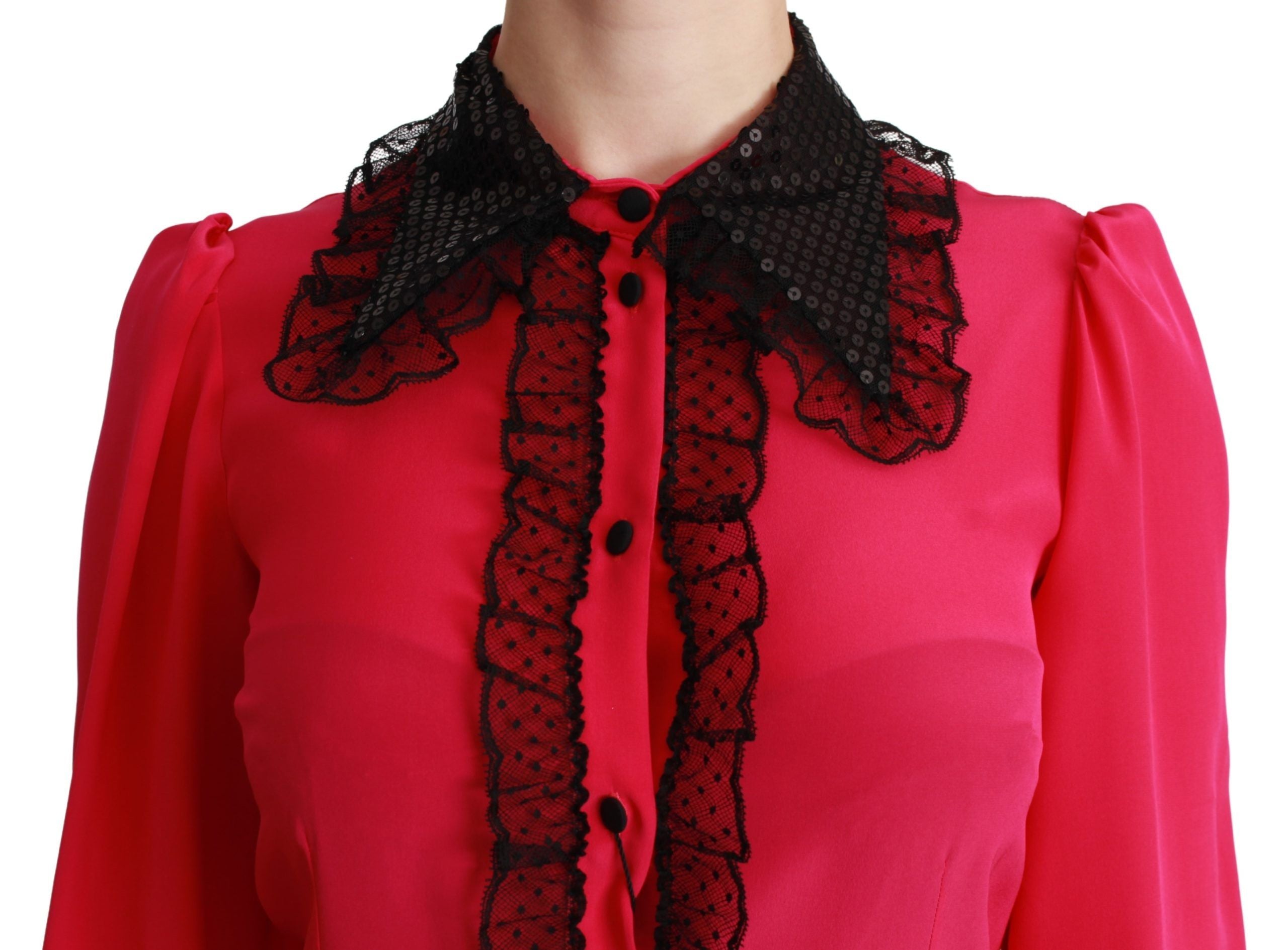 Silk Blend Lace Detail Blouse in Pink - ventzia