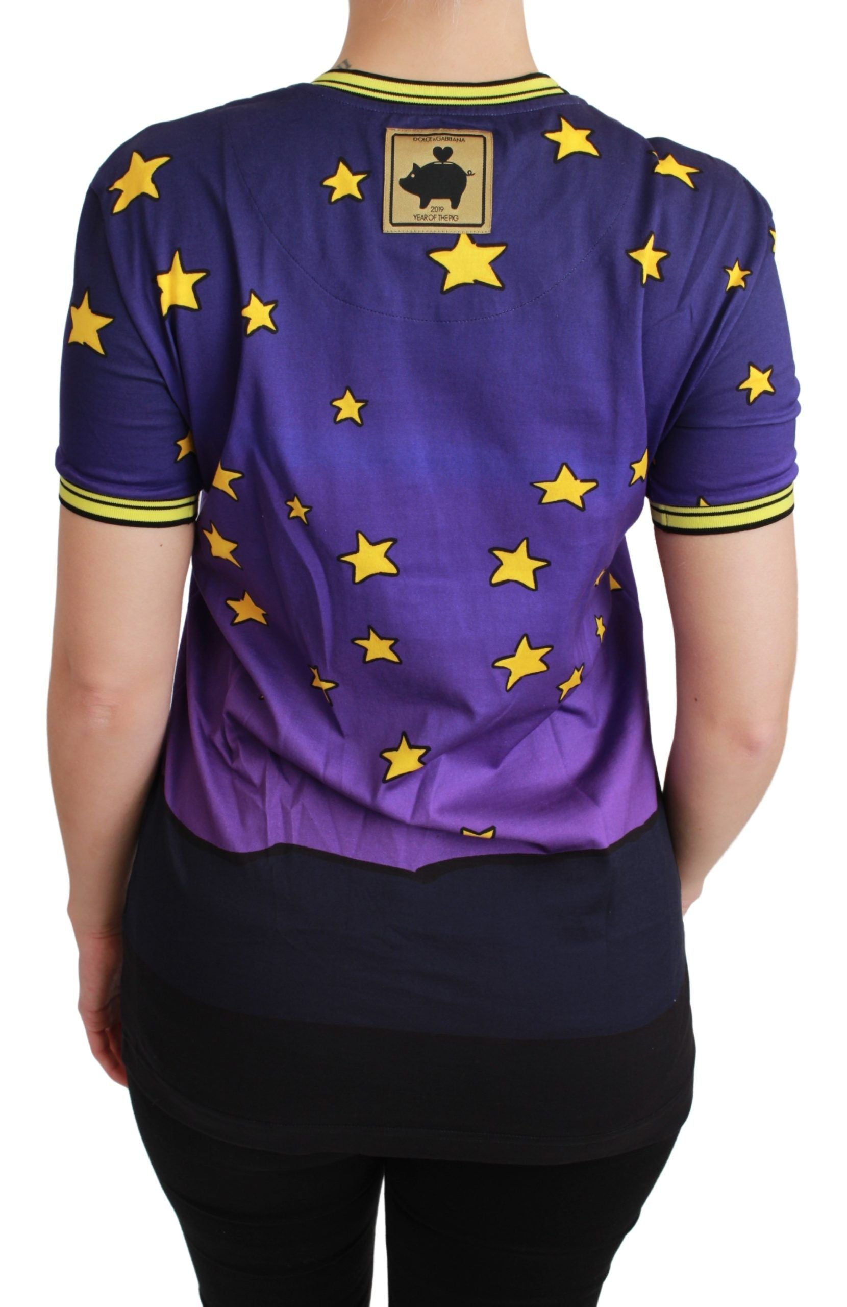 Elegant Crewneck Motive Tee in Purple - ventzia