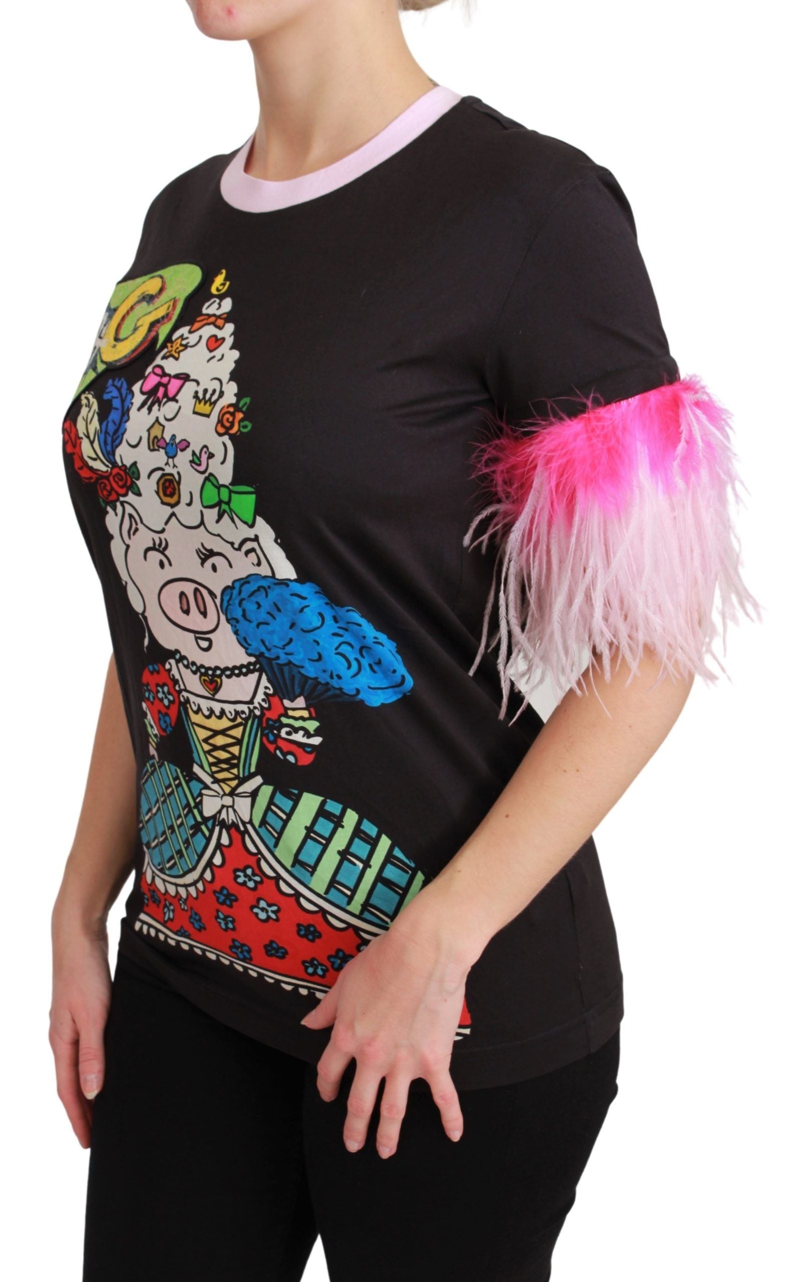 Chic Crewneck Year of the Pig Motif Tee - ventzia
