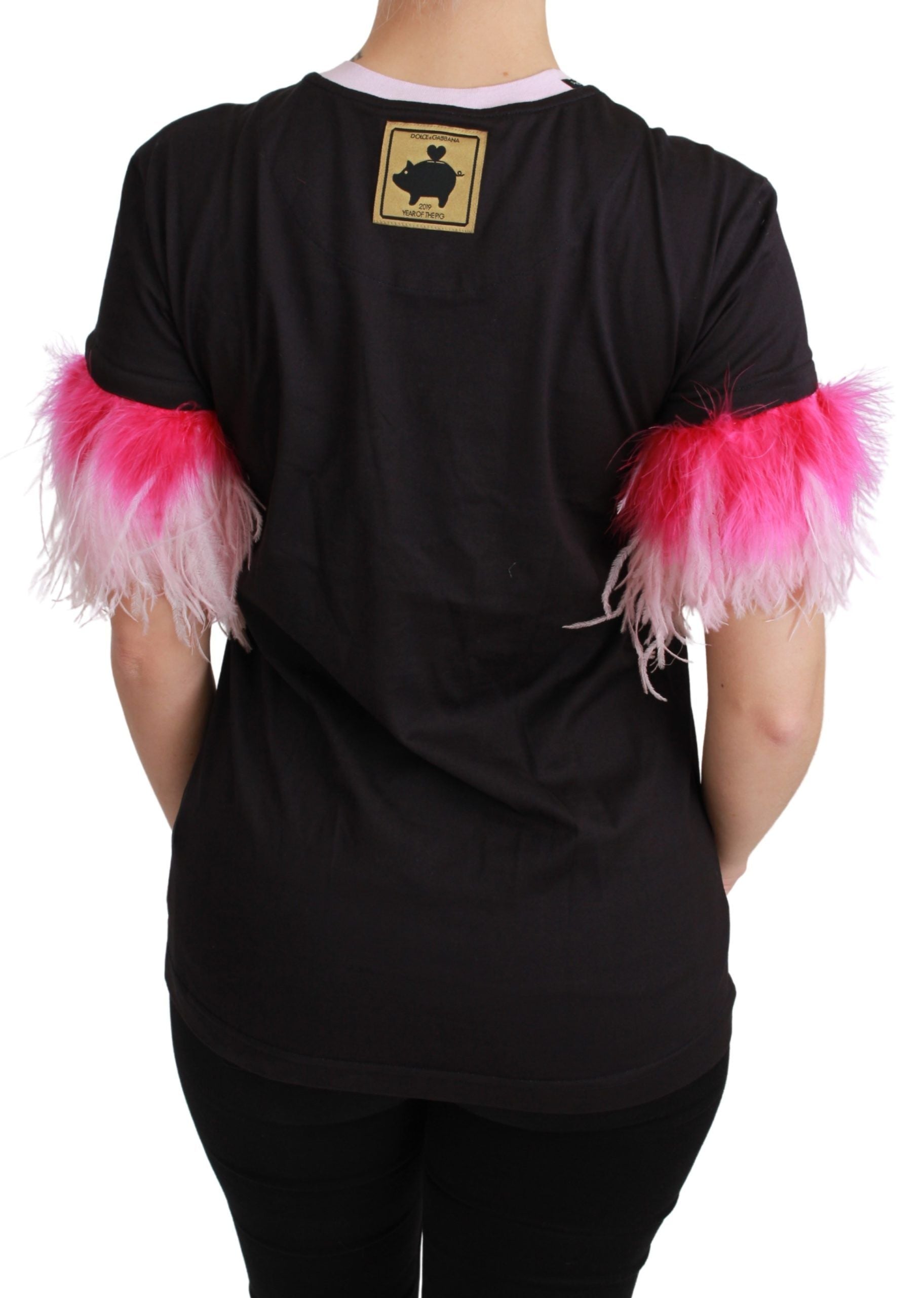 Chic Crewneck Year of the Pig Motif Tee - ventzia