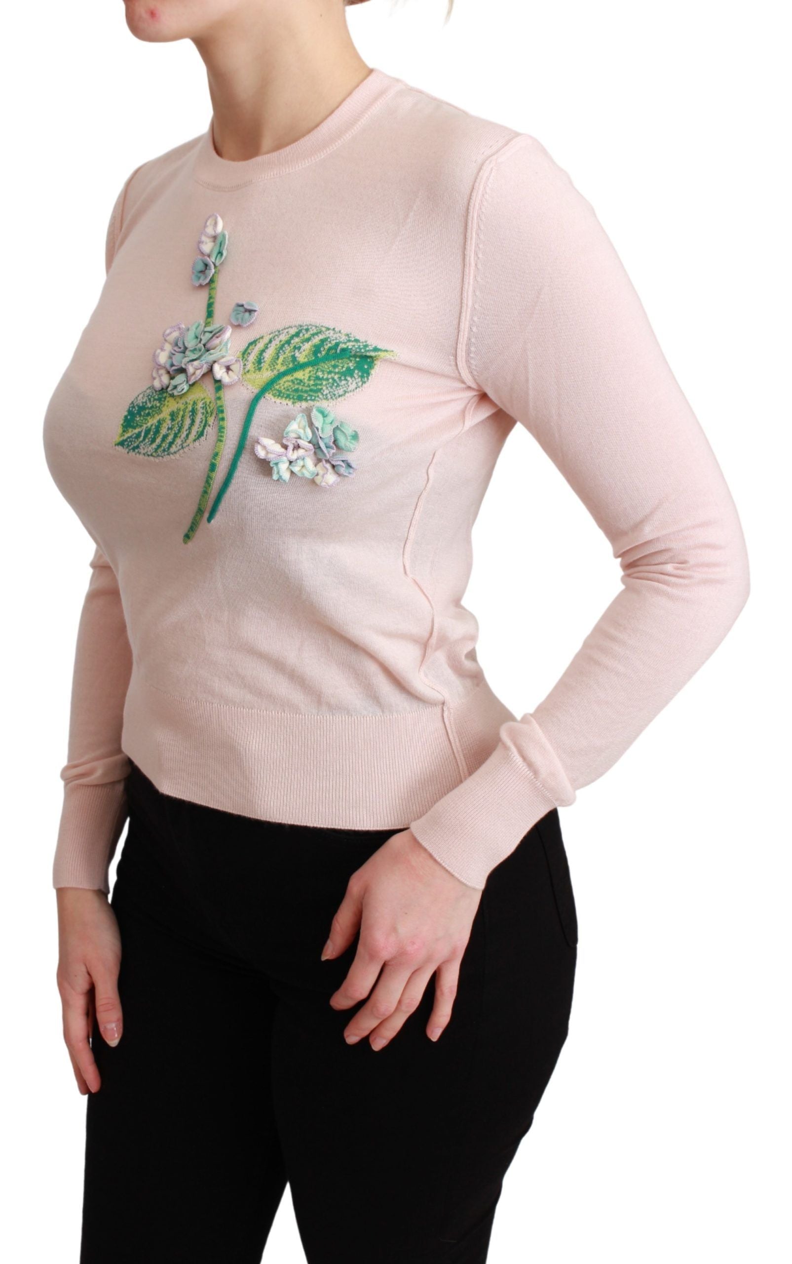 Silk Blend Floral Embroidered Sweater - ventzia
