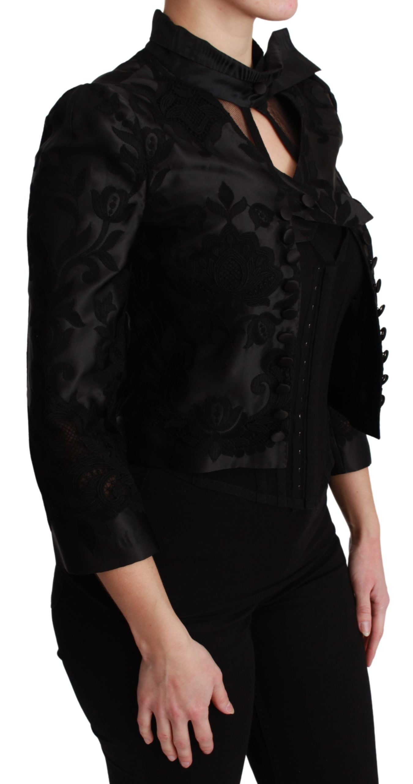 Exquisite Floral Jacquard Corset Blazer - ventzia
