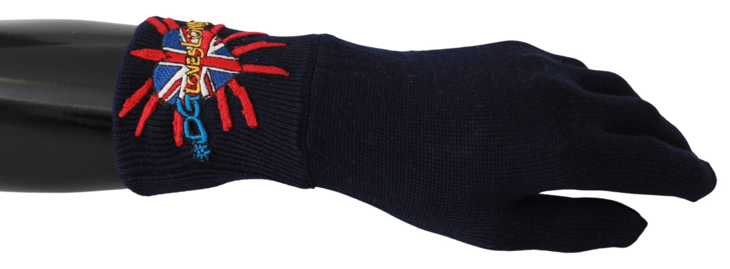 Blue #DGLovesLondon Embroidered Wool Gloves - ventzia