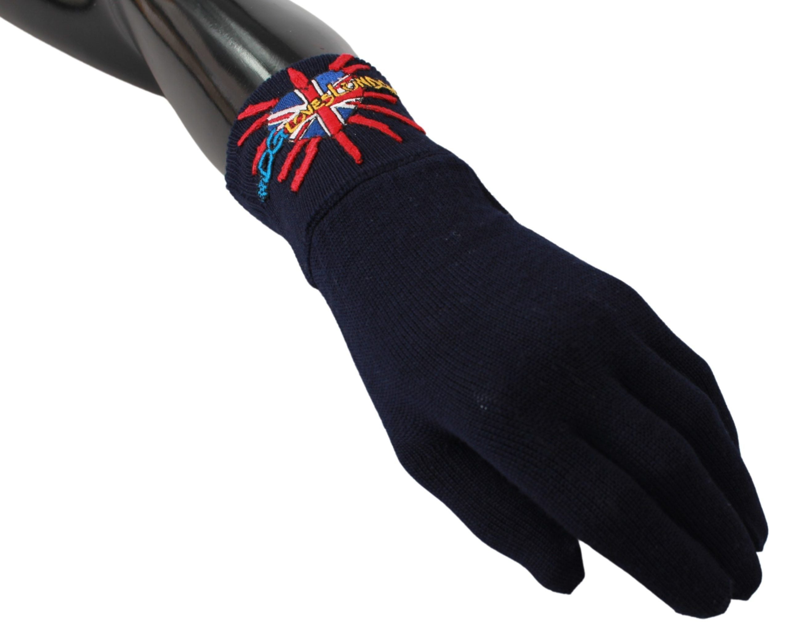 Blue #DGLovesLondon Embroidered Wool Gloves - ventzia