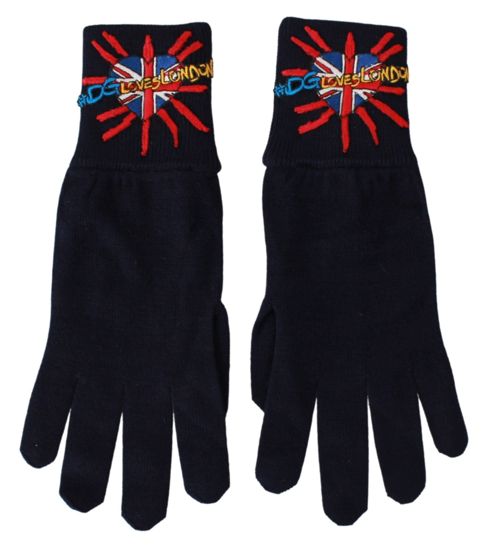 Blue #DGLovesLondon Embroidered Wool Gloves - ventzia