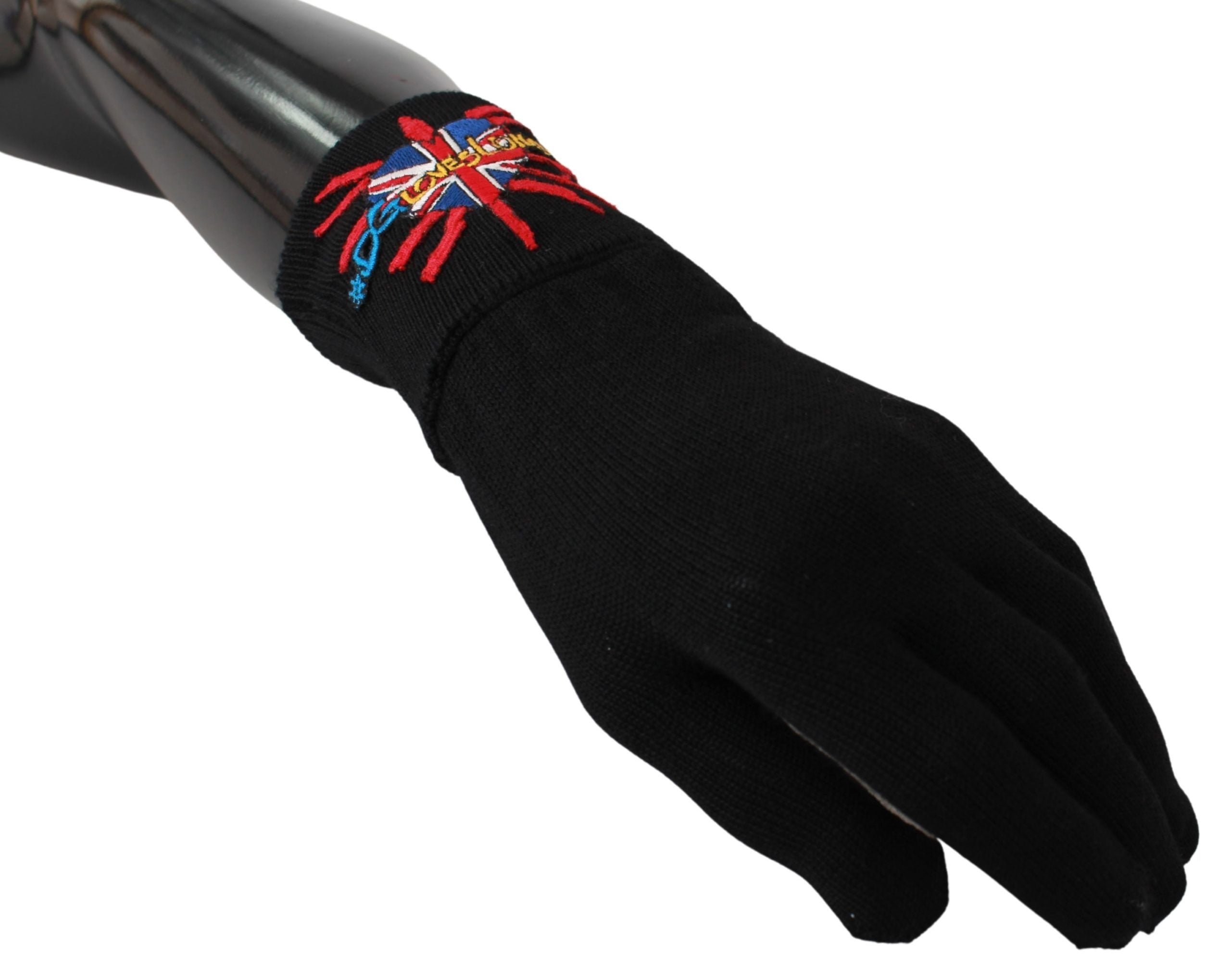 Elegant Black Virgin Wool Unisex Gloves - ventzia