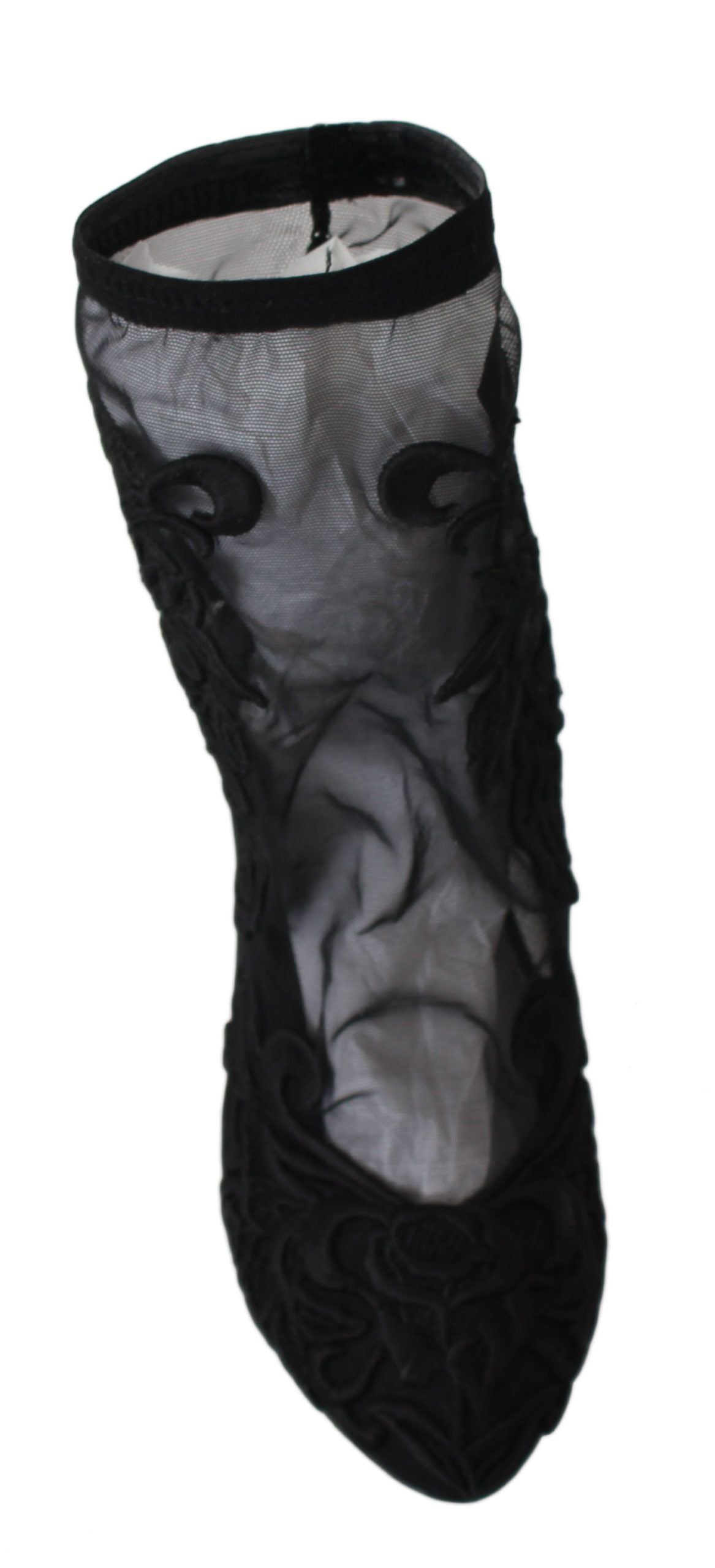 Embroidered Floral Stiletto Socks Booties - ventzia