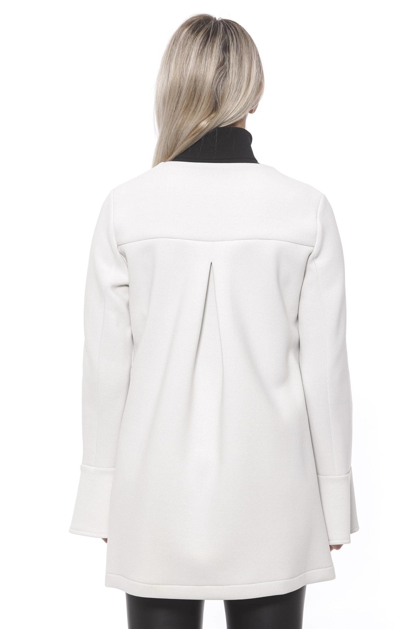Elegant White Neoprene Woman Coat - ventzia