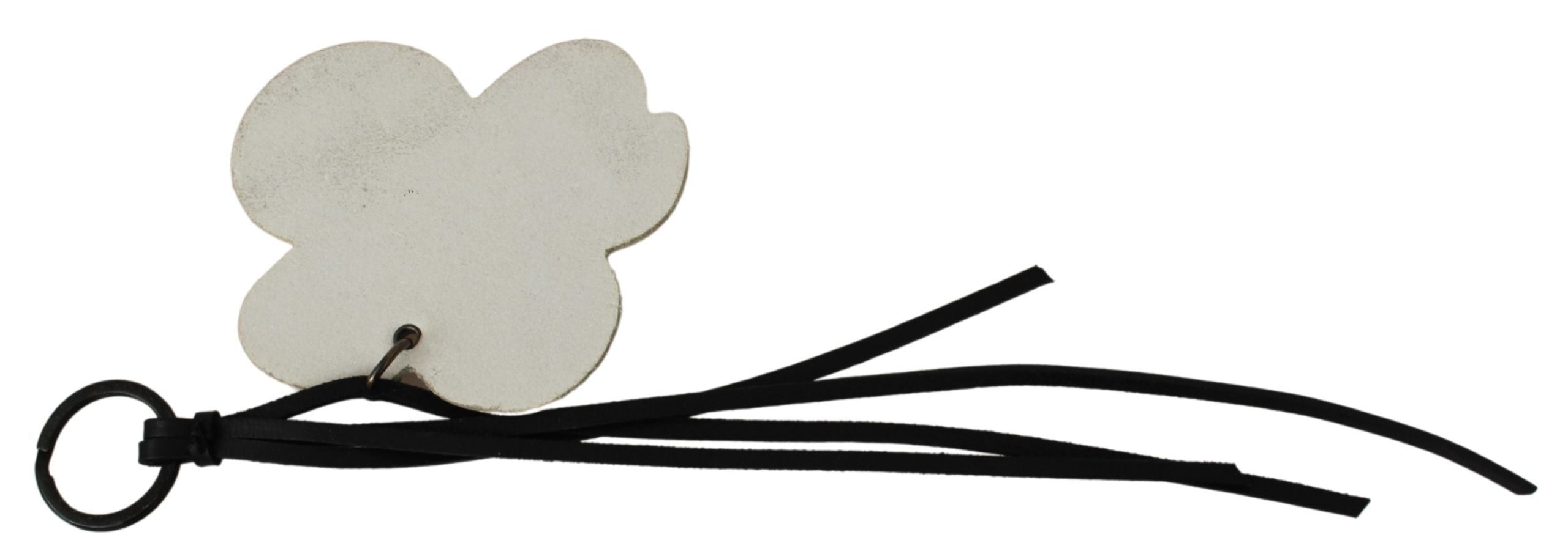 Elegant Black and White Leather Keychain - ventzia