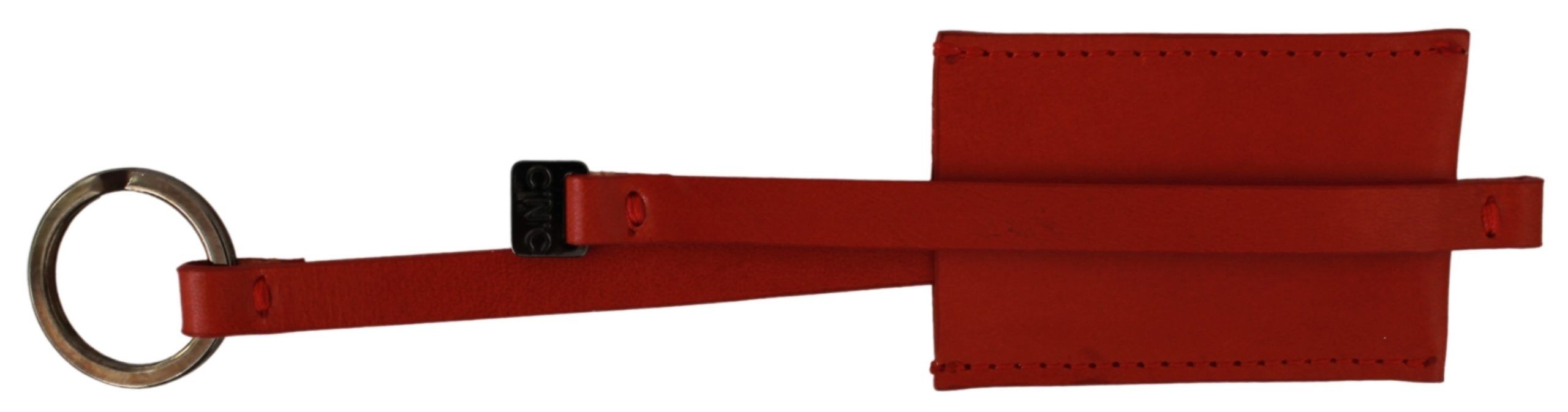 Elegant Leather and Metal Keychain - Red - ventzia