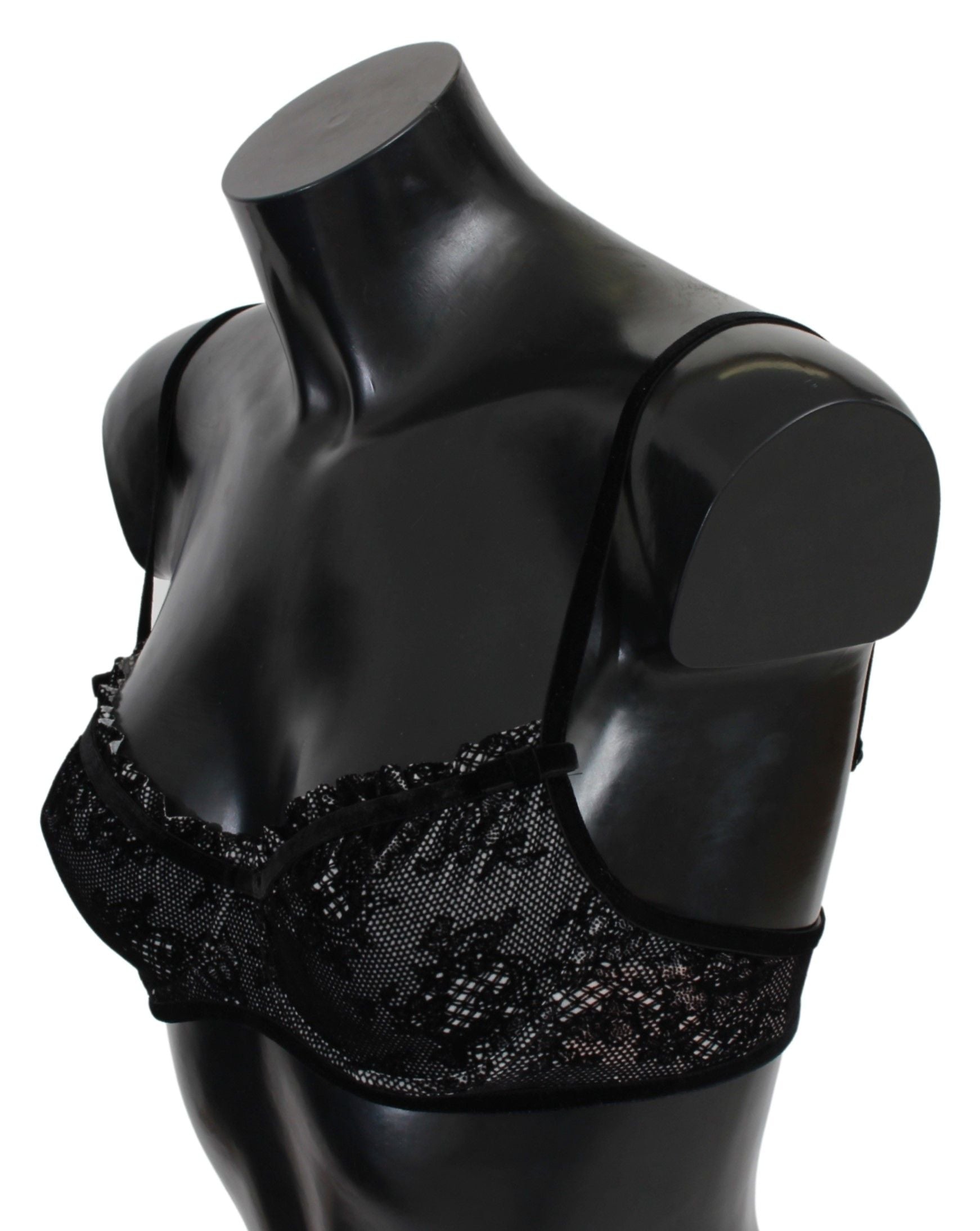 Sleek Black Mesh Balconcino Bra - ventzia