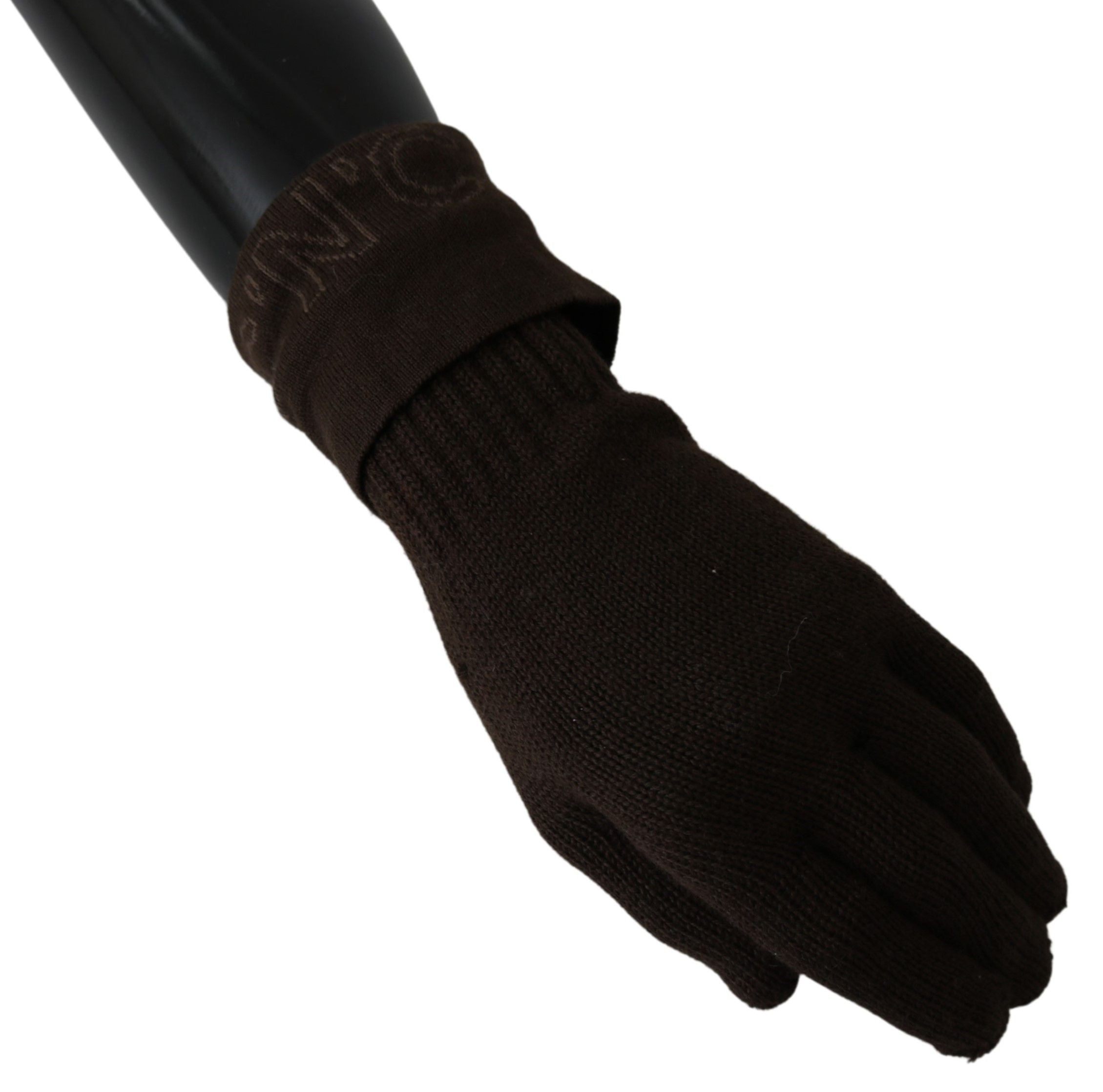 Elegant Brown Knitted Gloves - ventzia