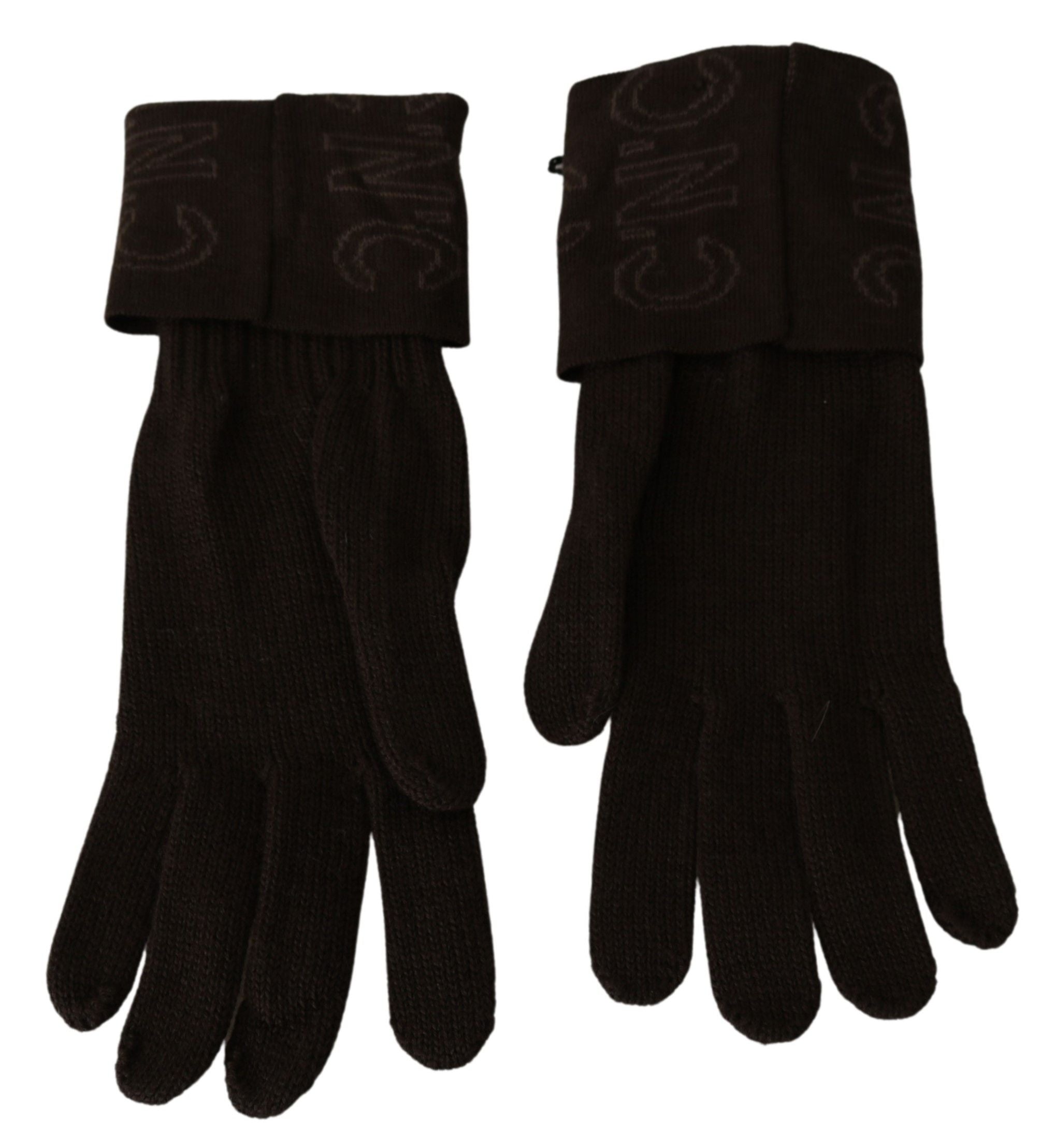 Elegant Brown Knitted Gloves - ventzia