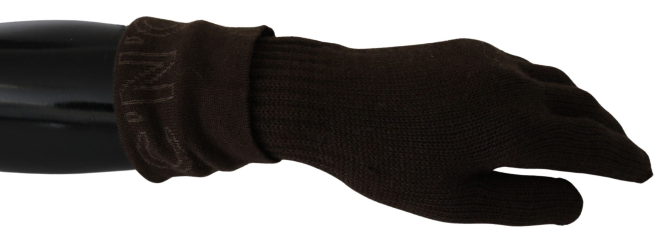 Elegant Brown Knitted Gloves - ventzia