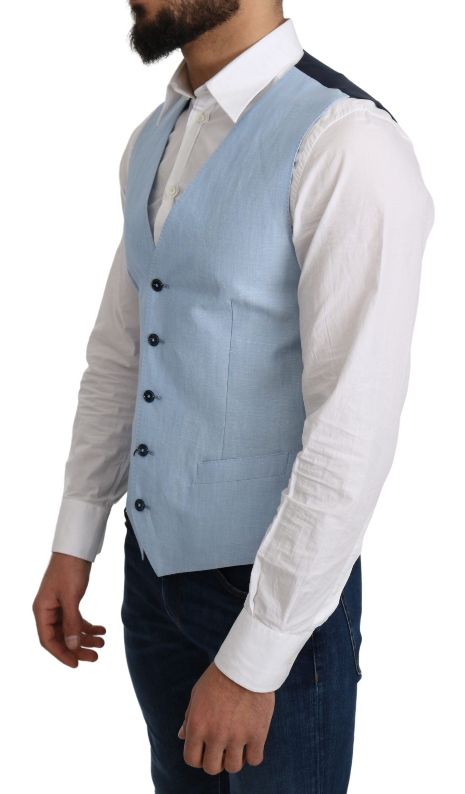 Elegant Azure Men's Formal Vest - ventzia