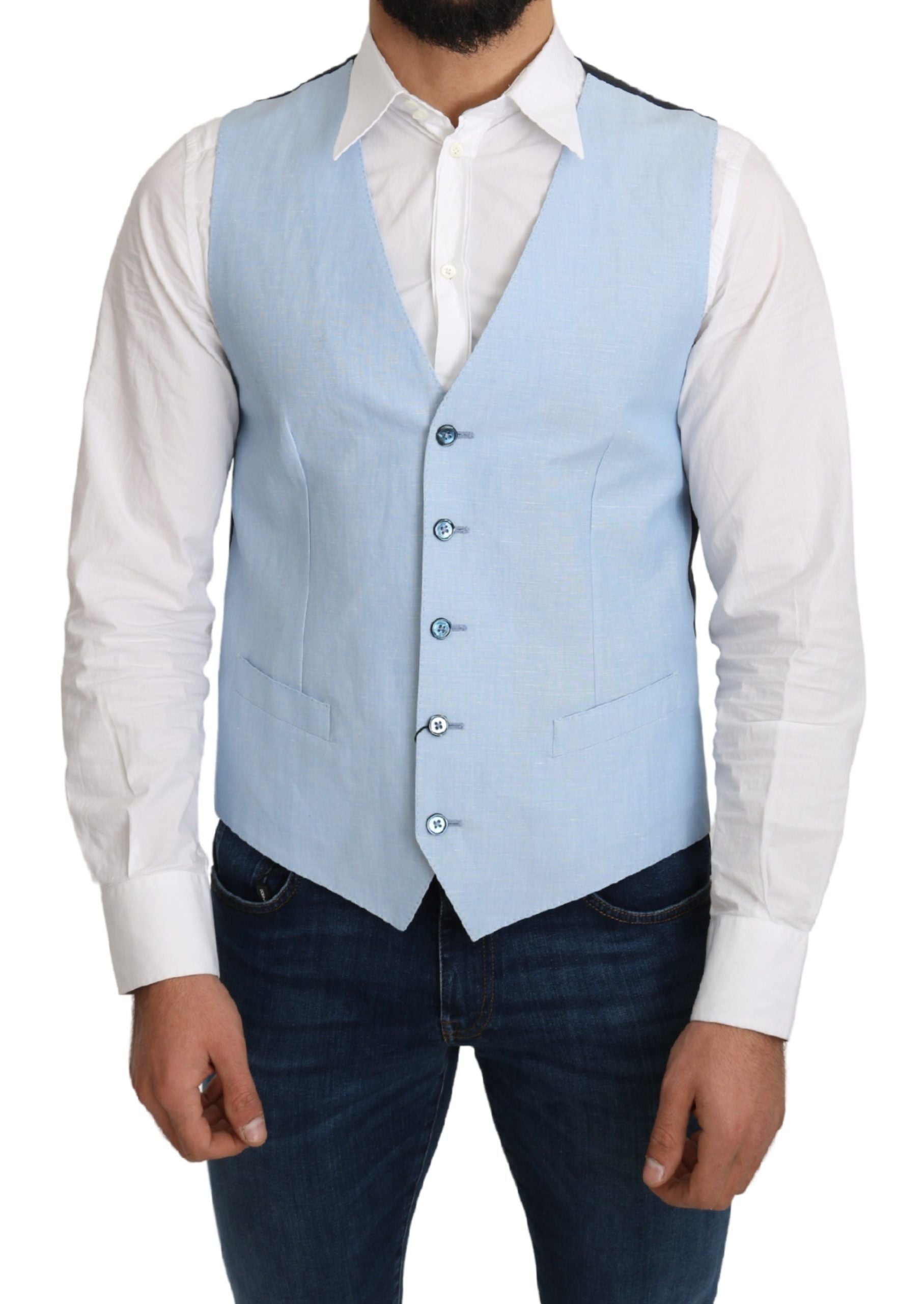 Elegant Azure Men's Formal Vest - ventzia