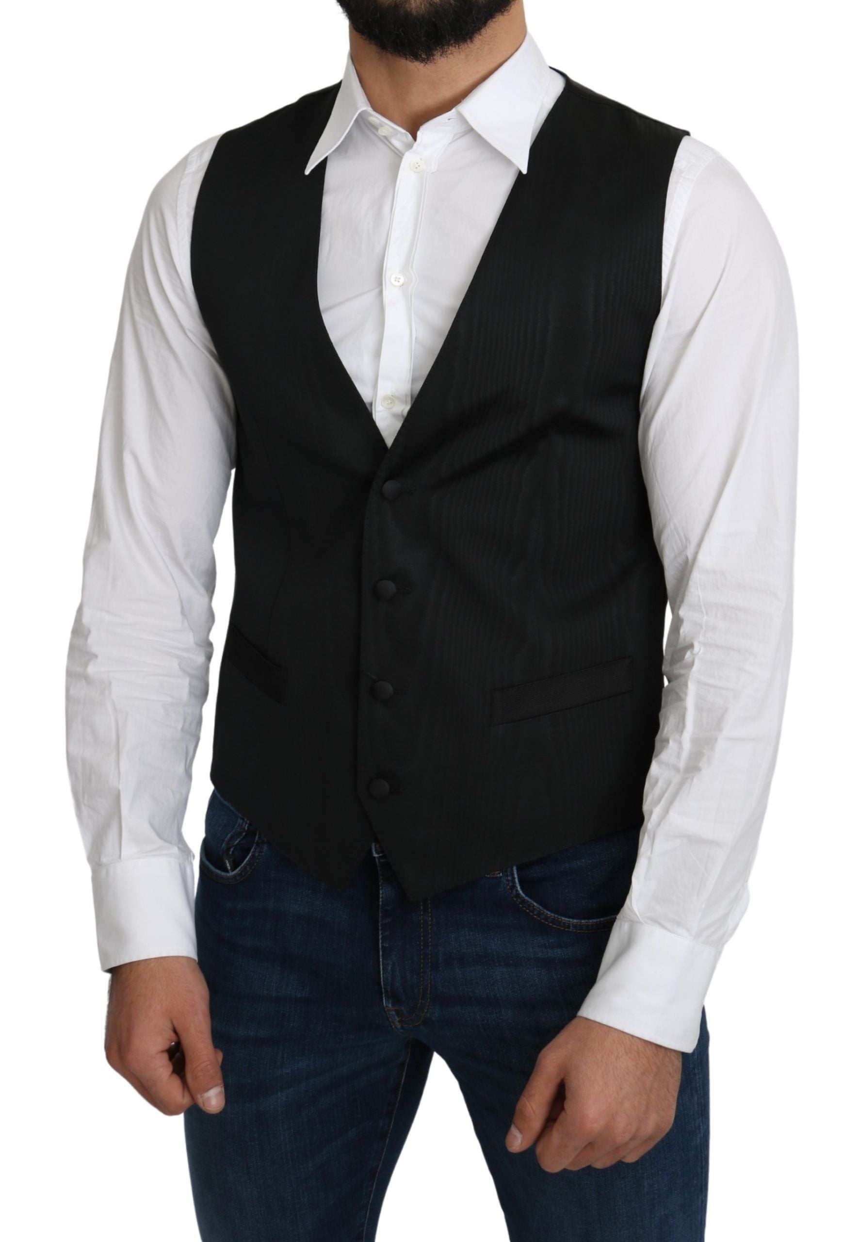Elegant Silk Formal Gray Vest - ventzia