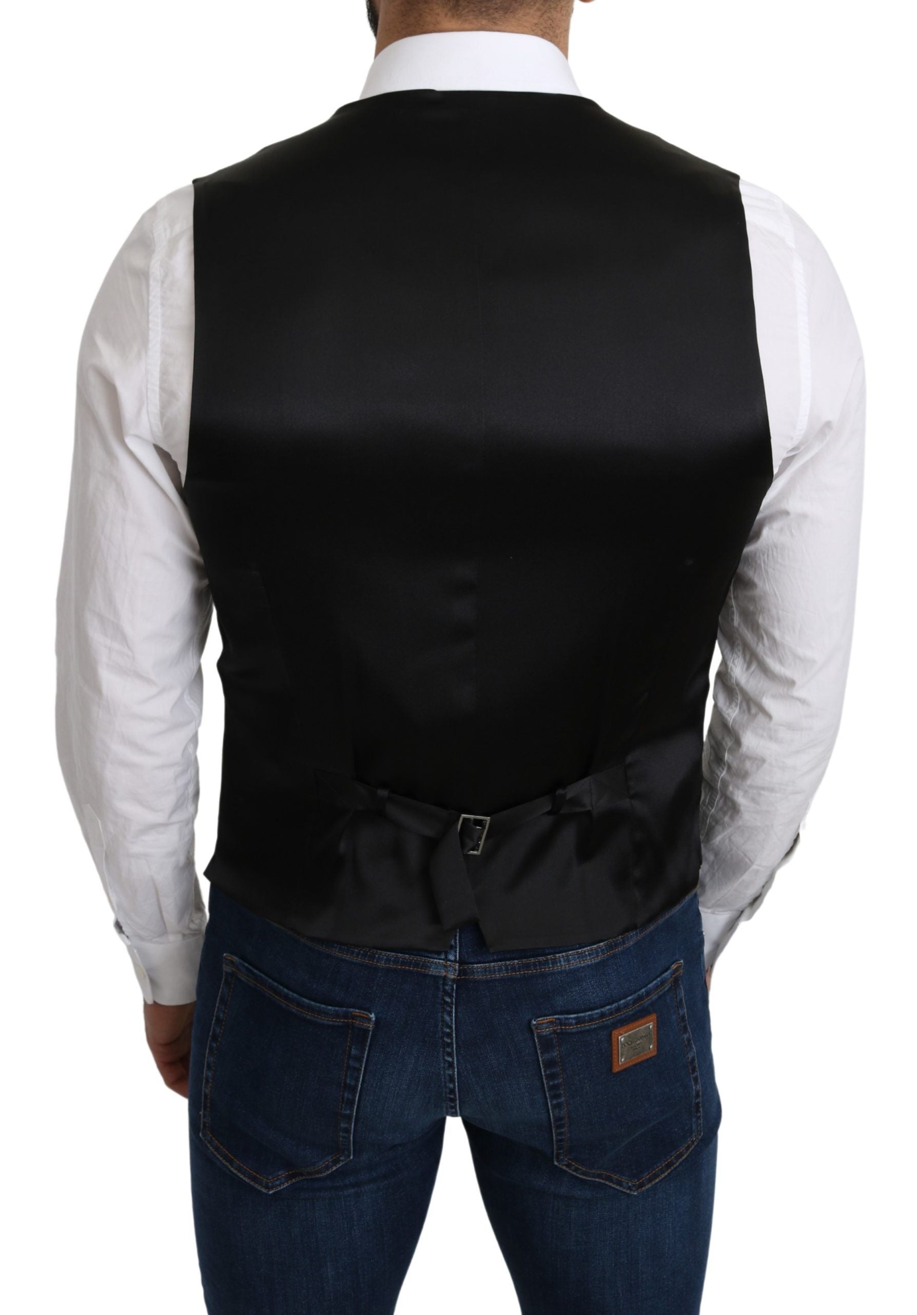 Elegant Silk Formal Gray Vest - ventzia