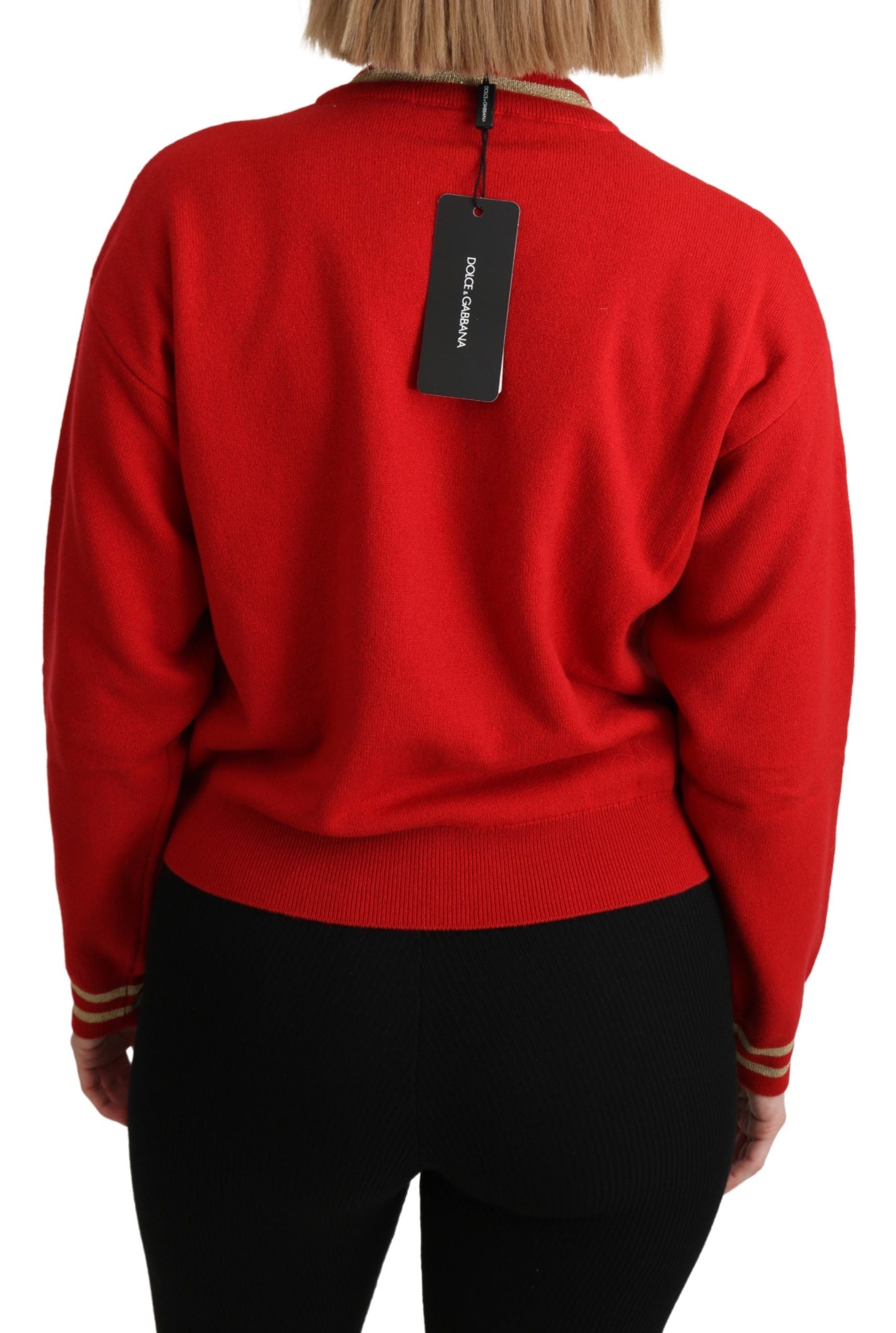 Radiant Red Cartoon Motive Cashmere Sweater - ventzia