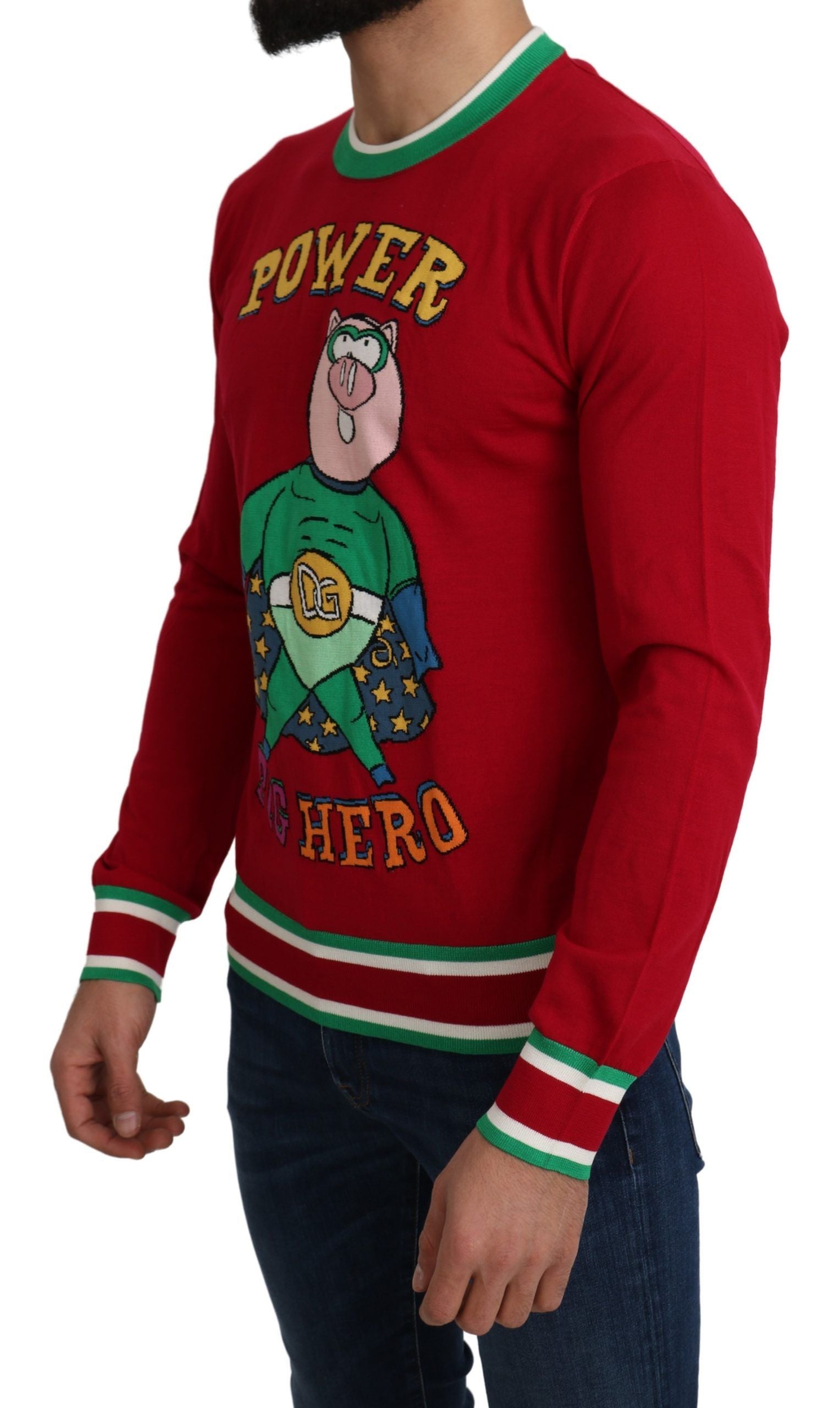 Elegant Red Wool-Silk Crewneck Sweater - ventzia