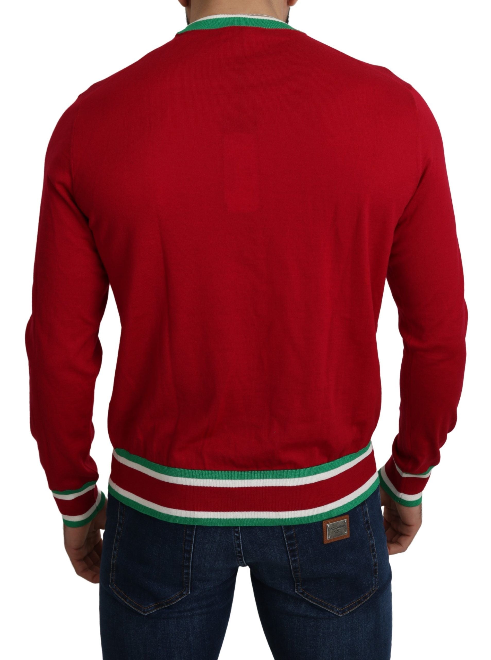 Elegant Red Wool-Silk Crewneck Sweater - ventzia