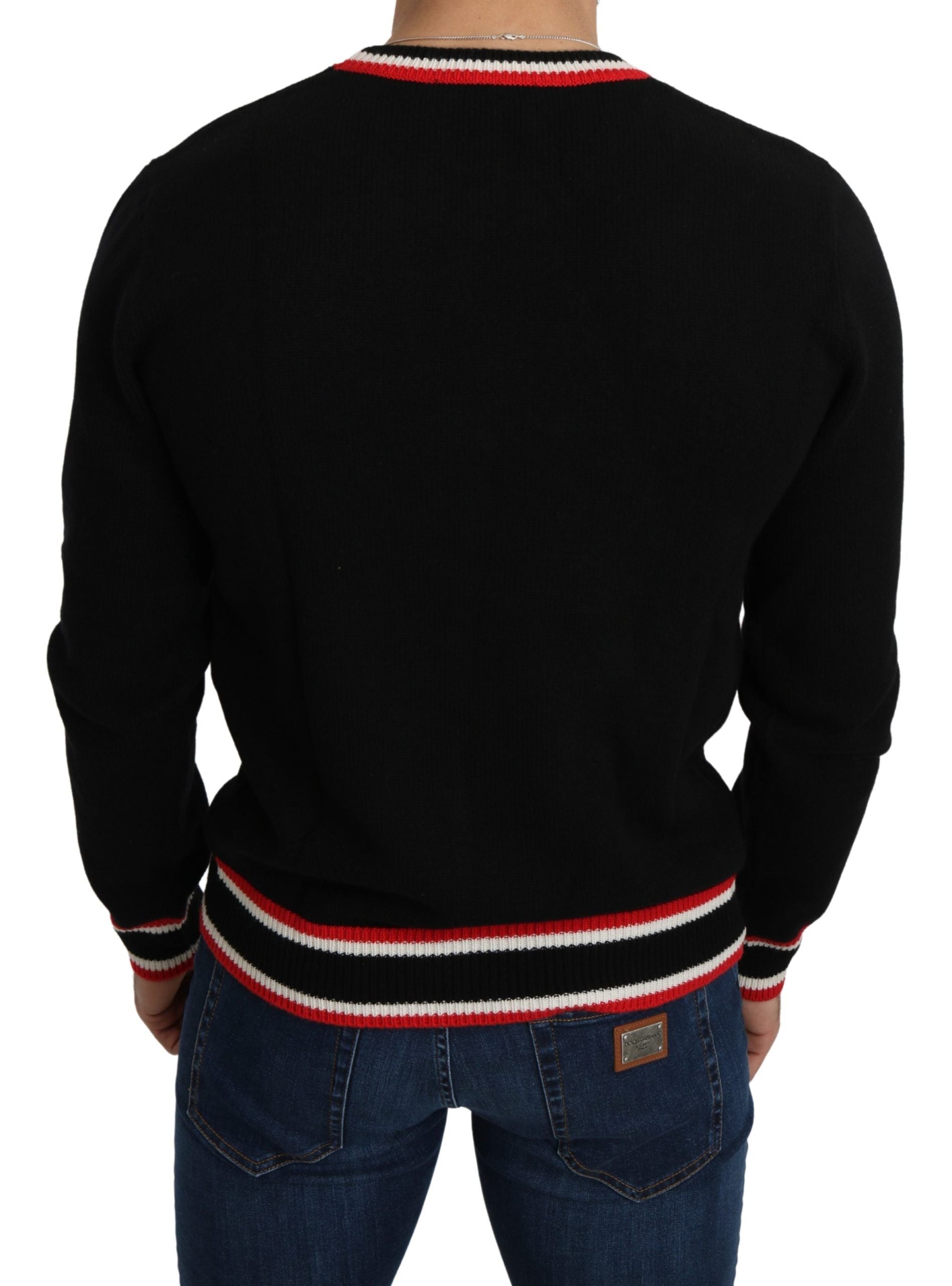 Elegant Black Cashmere Crew Neck Sweater - ventzia