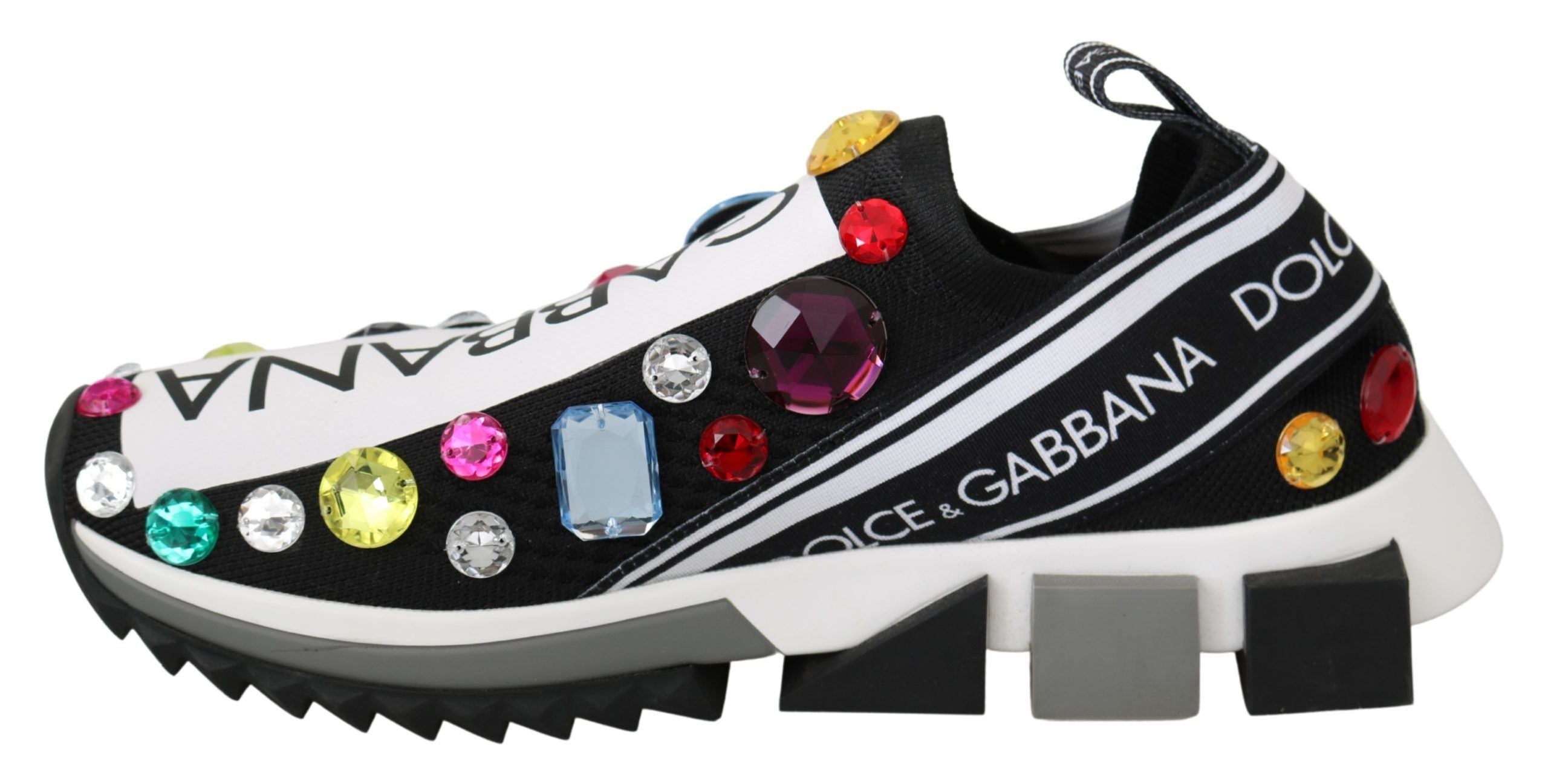 Black Crystal-Embellished Low Top Sneakers - ventzia