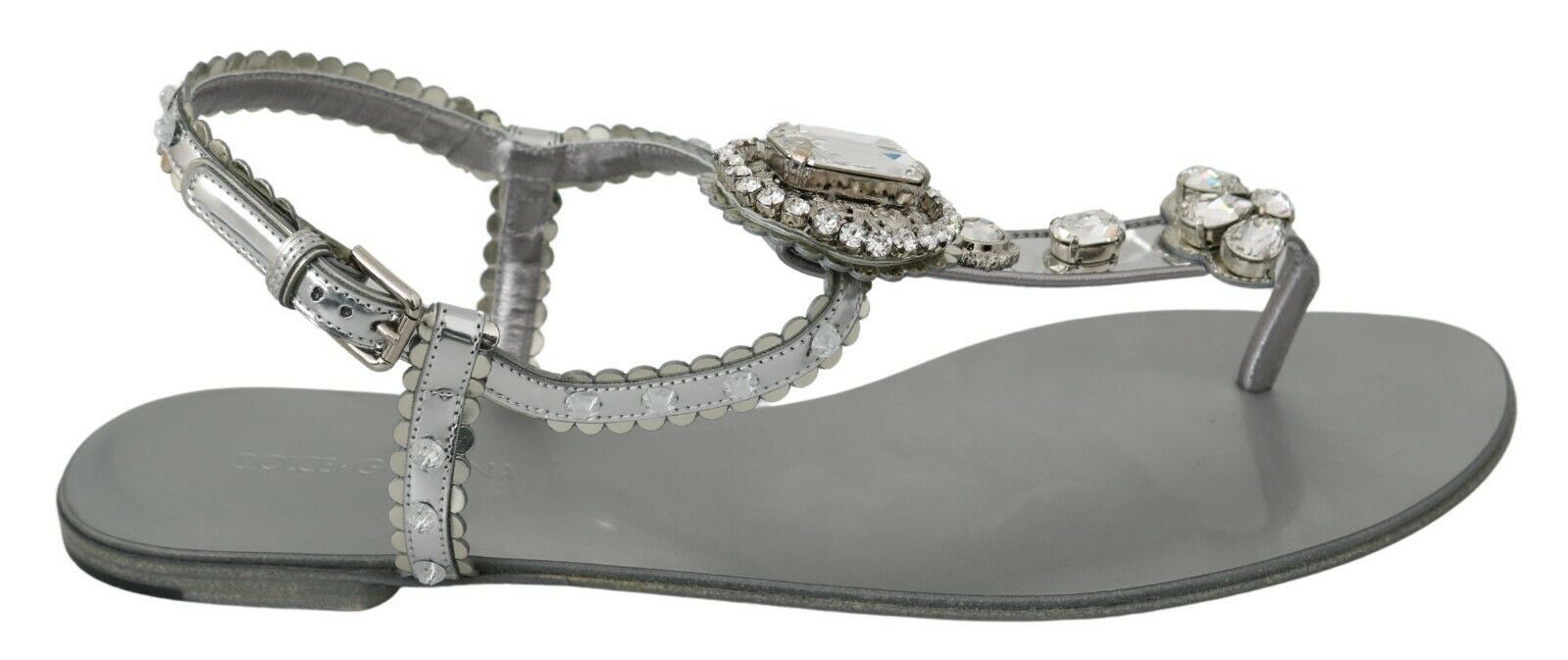 Elegant Silver Flats with Crystal Embellishments - ventzia