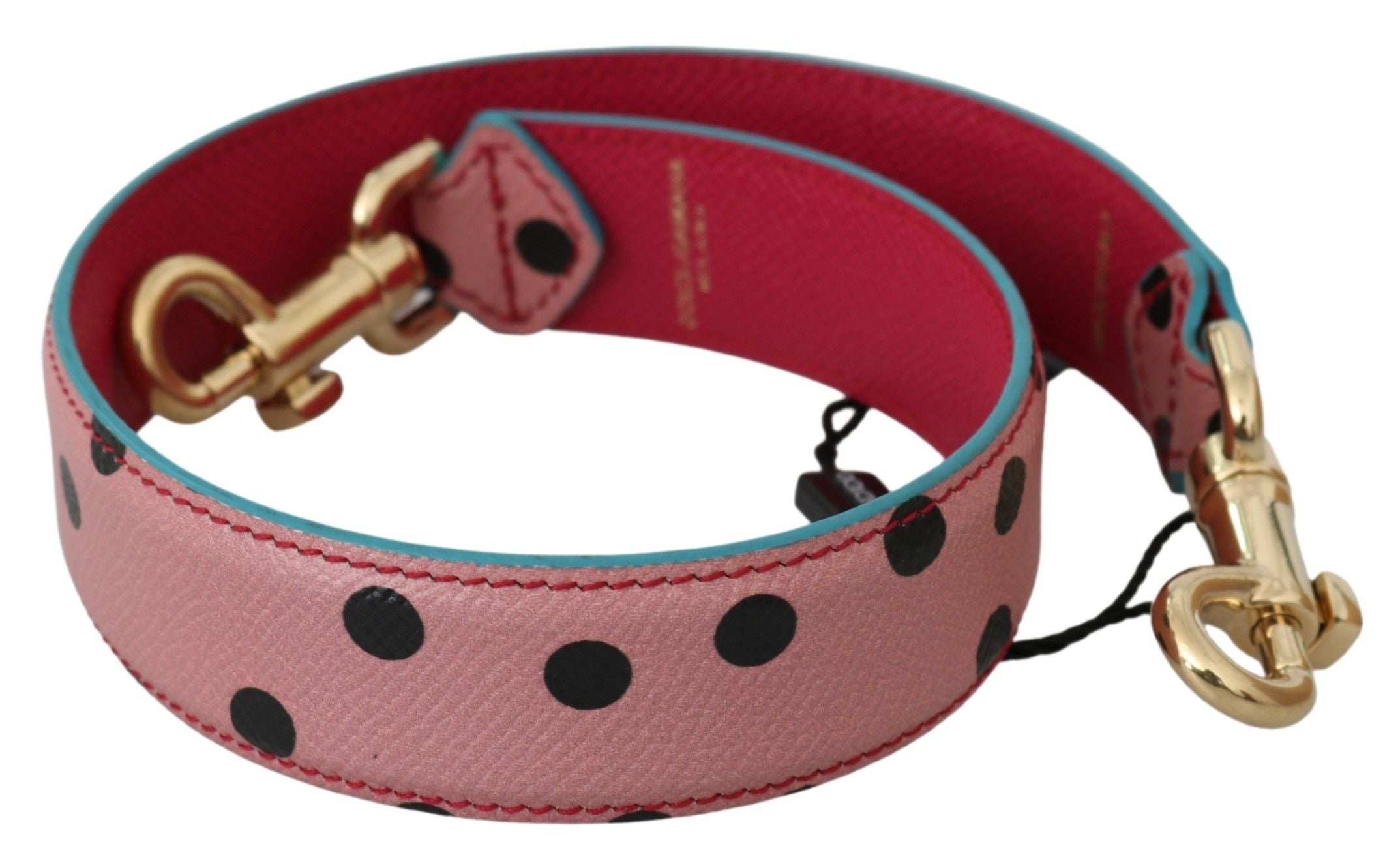 Elegant Pink Polka-Dotted Leather Shoulder Strap - ventzia