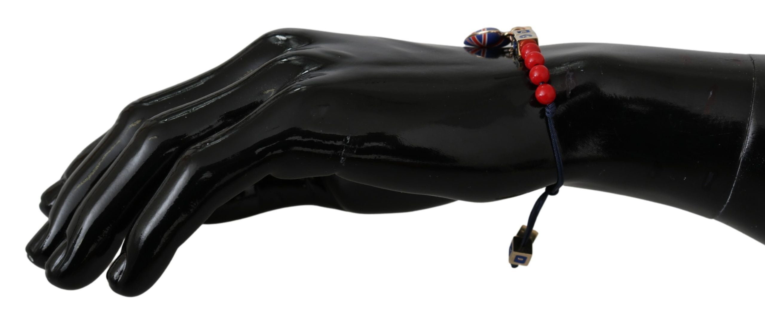Elegant Blue Red Glass Cotton Blend Bracelet - ventzia