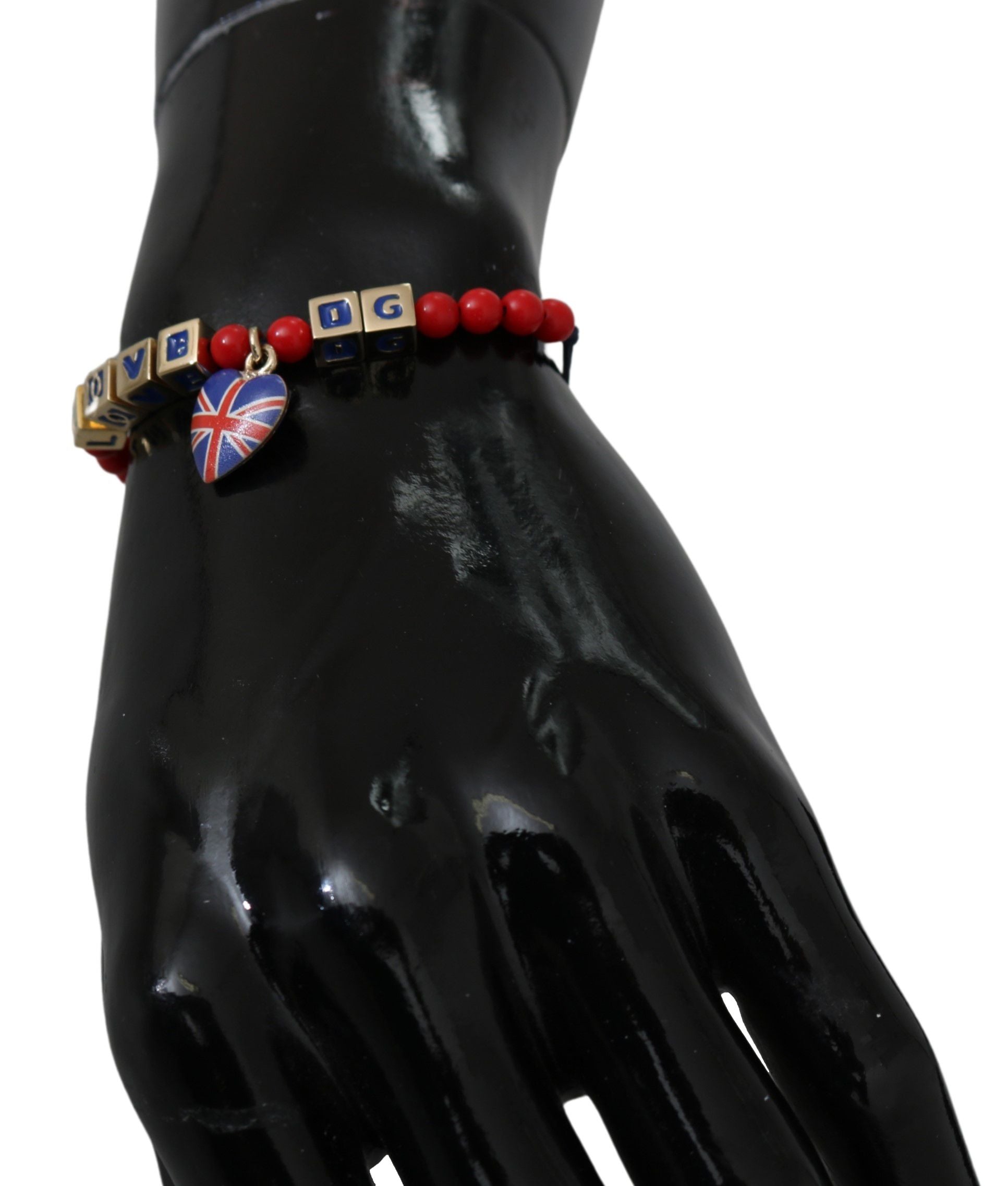 Elegant Blue Red Glass Cotton Blend Bracelet - ventzia