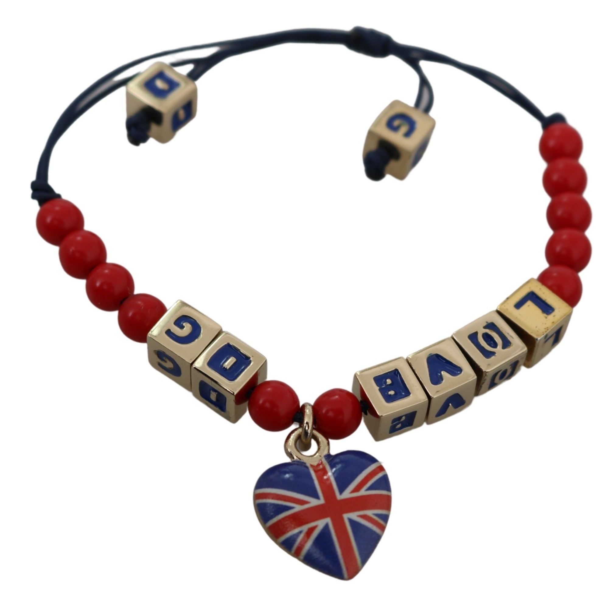 Elegant Blue Red Glass Cotton Blend Bracelet - ventzia
