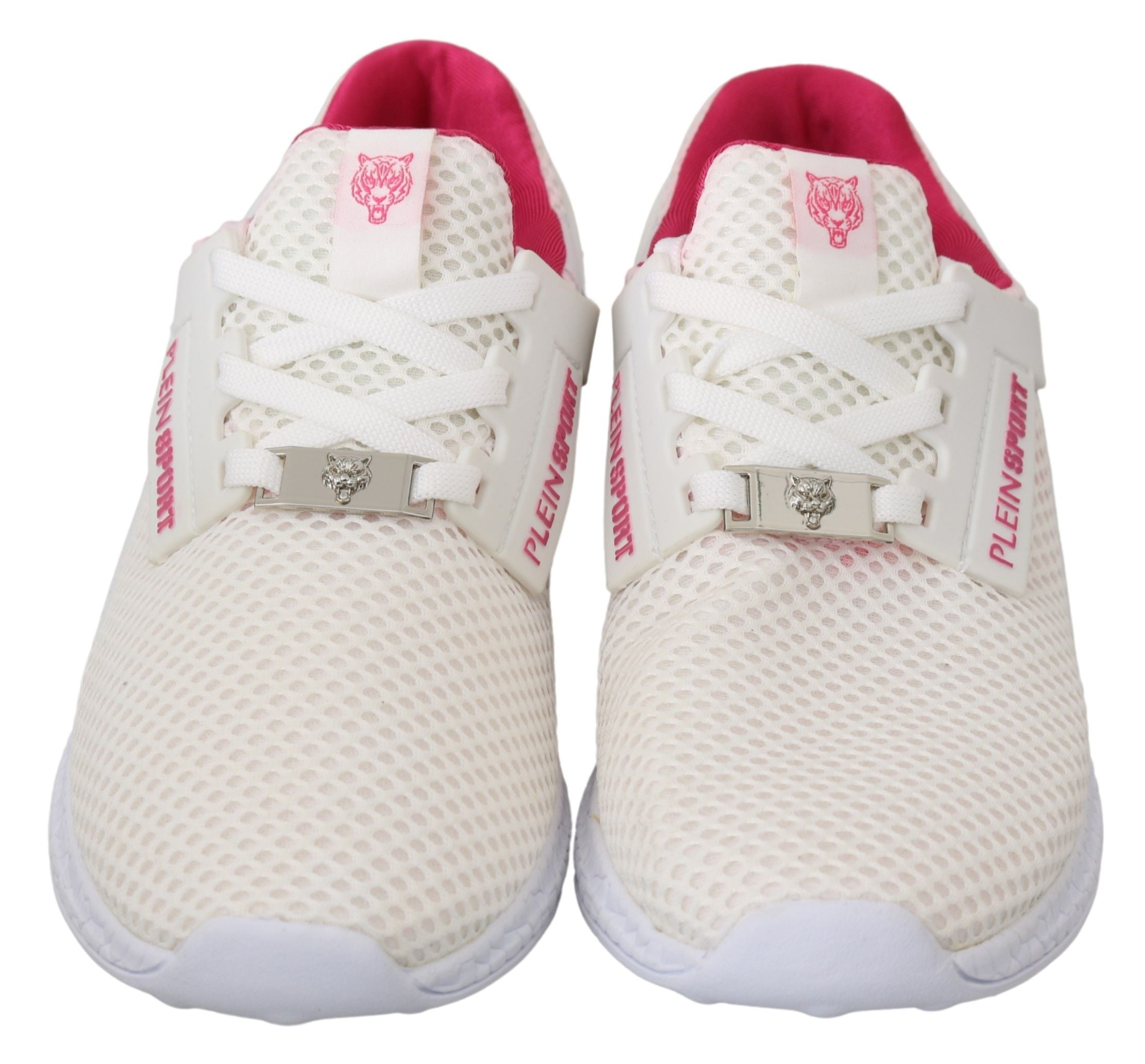 Chic White Becky Sneakers with Pink Accents - ventzia