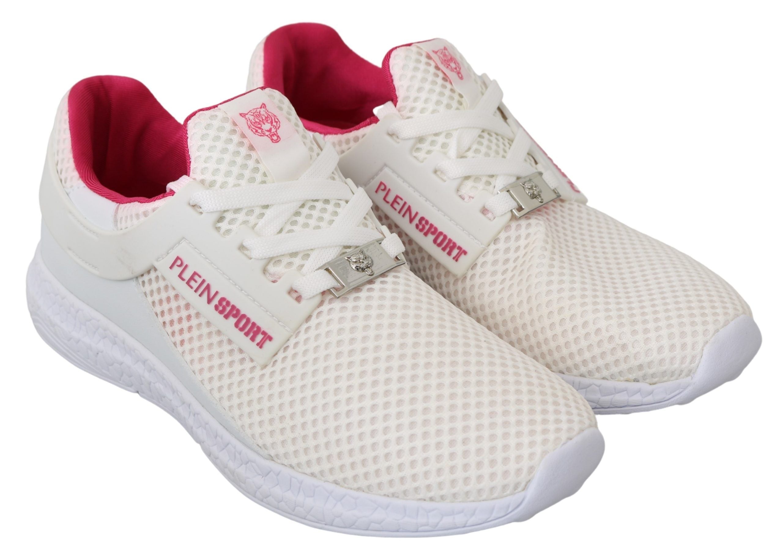Chic White Becky Sneakers with Pink Accents - ventzia