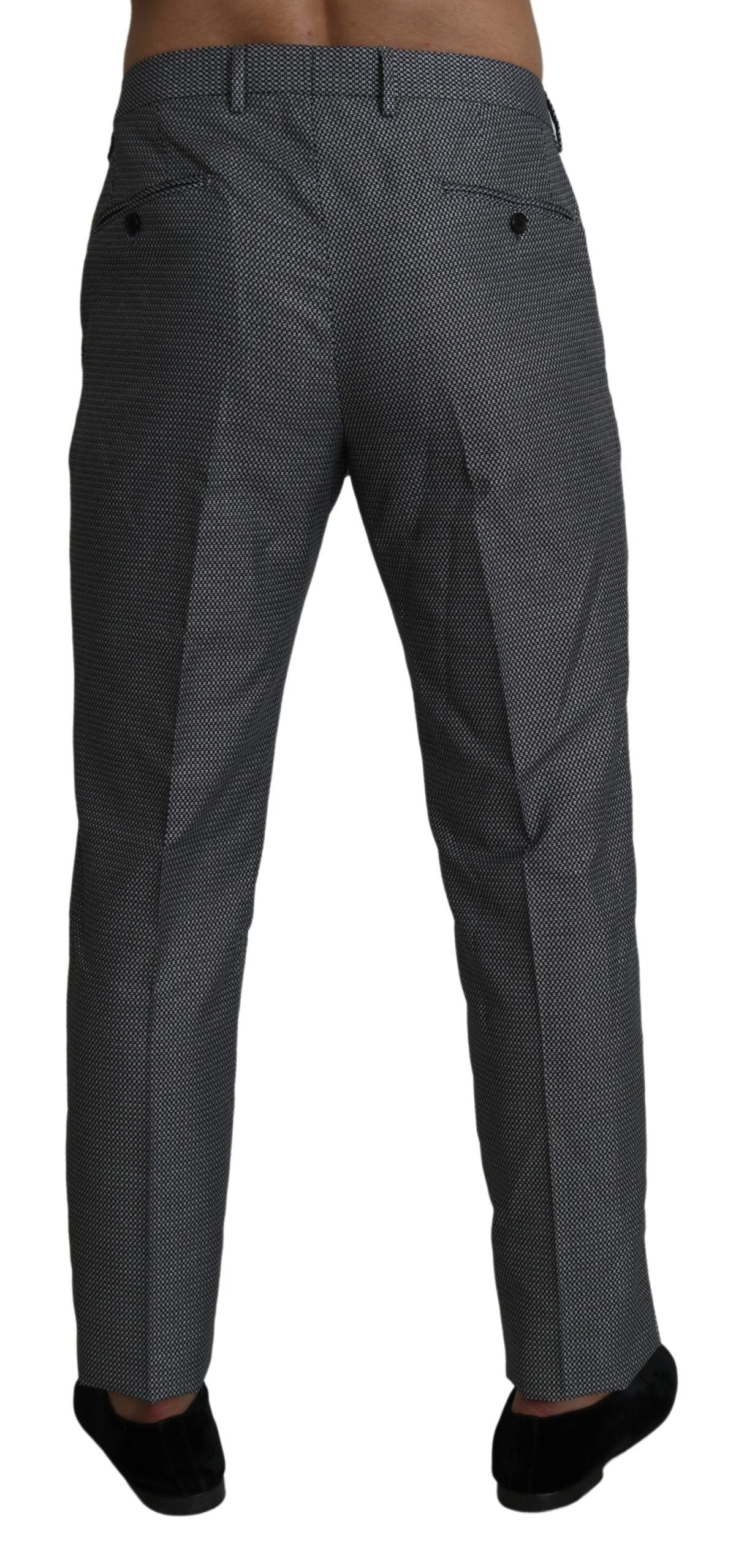Elegant Gray Slim Fit Dress Trousers - ventzia