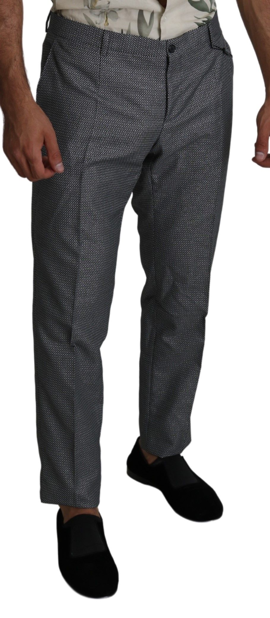 Elegant Gray Slim Fit Dress Trousers - ventzia