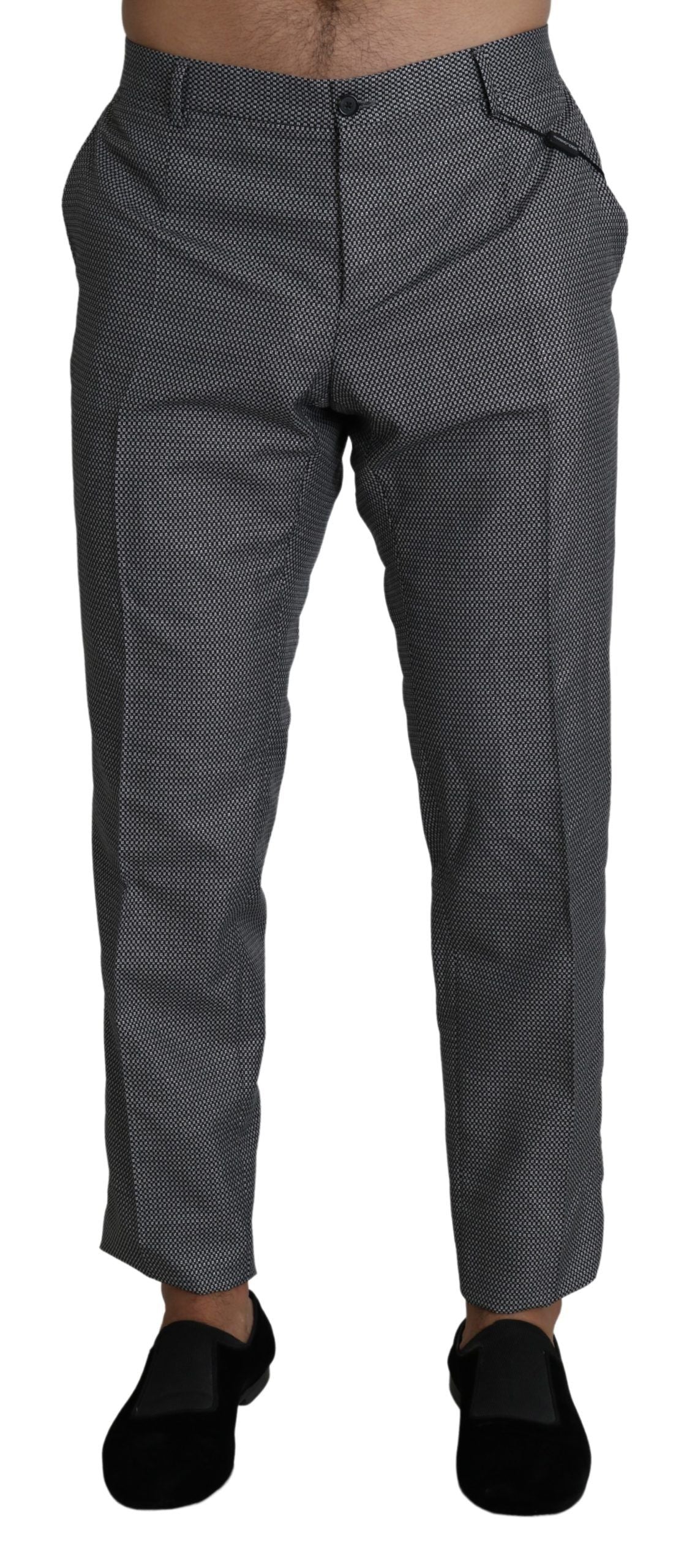 Elegant Gray Slim Fit Dress Trousers - ventzia