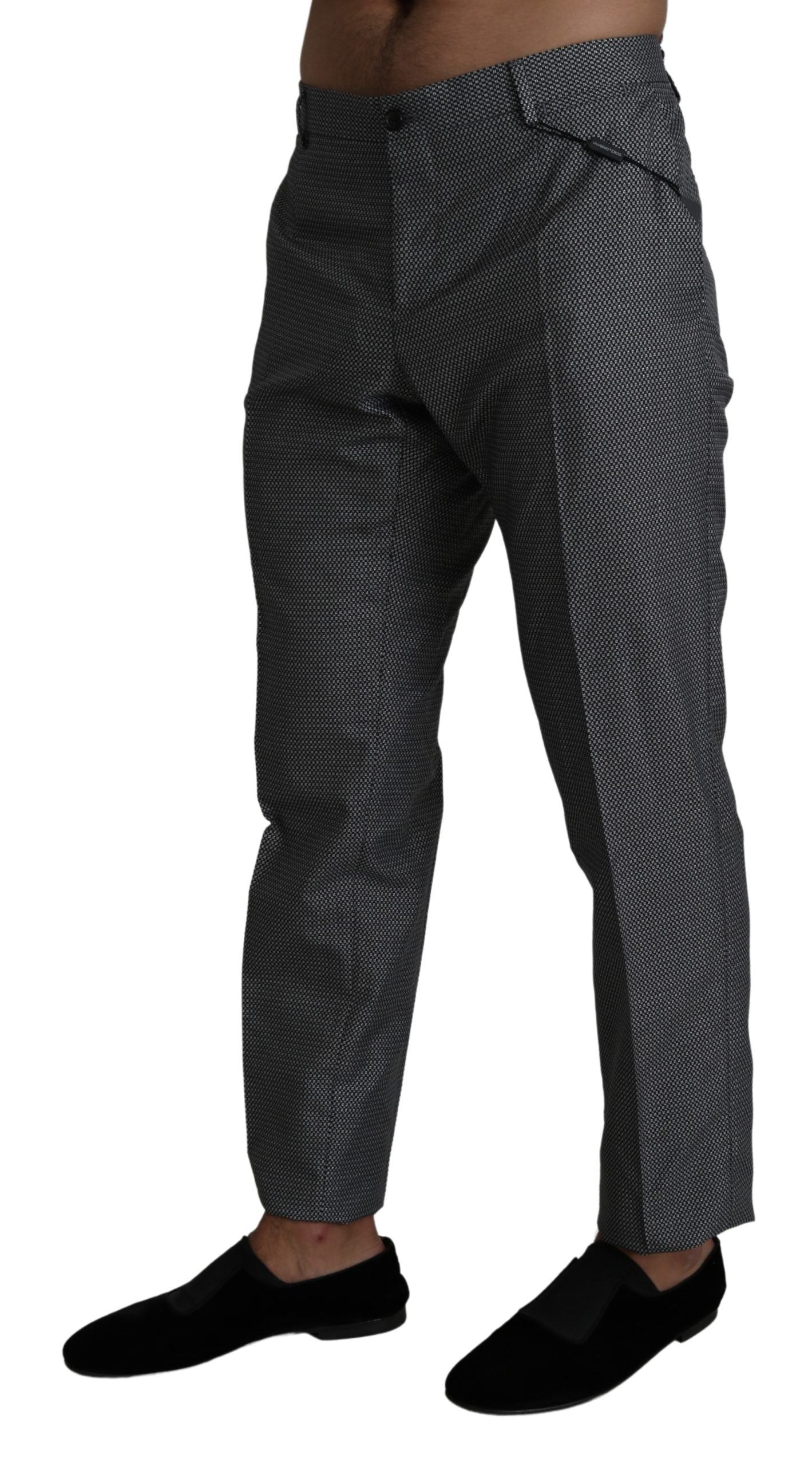 Elegant Gray Slim Fit Dress Trousers - ventzia