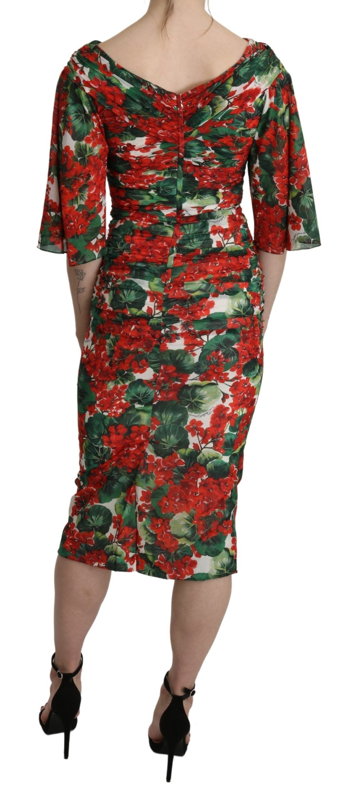 Enchanting Floral Midi Sheath Dress - ventzia