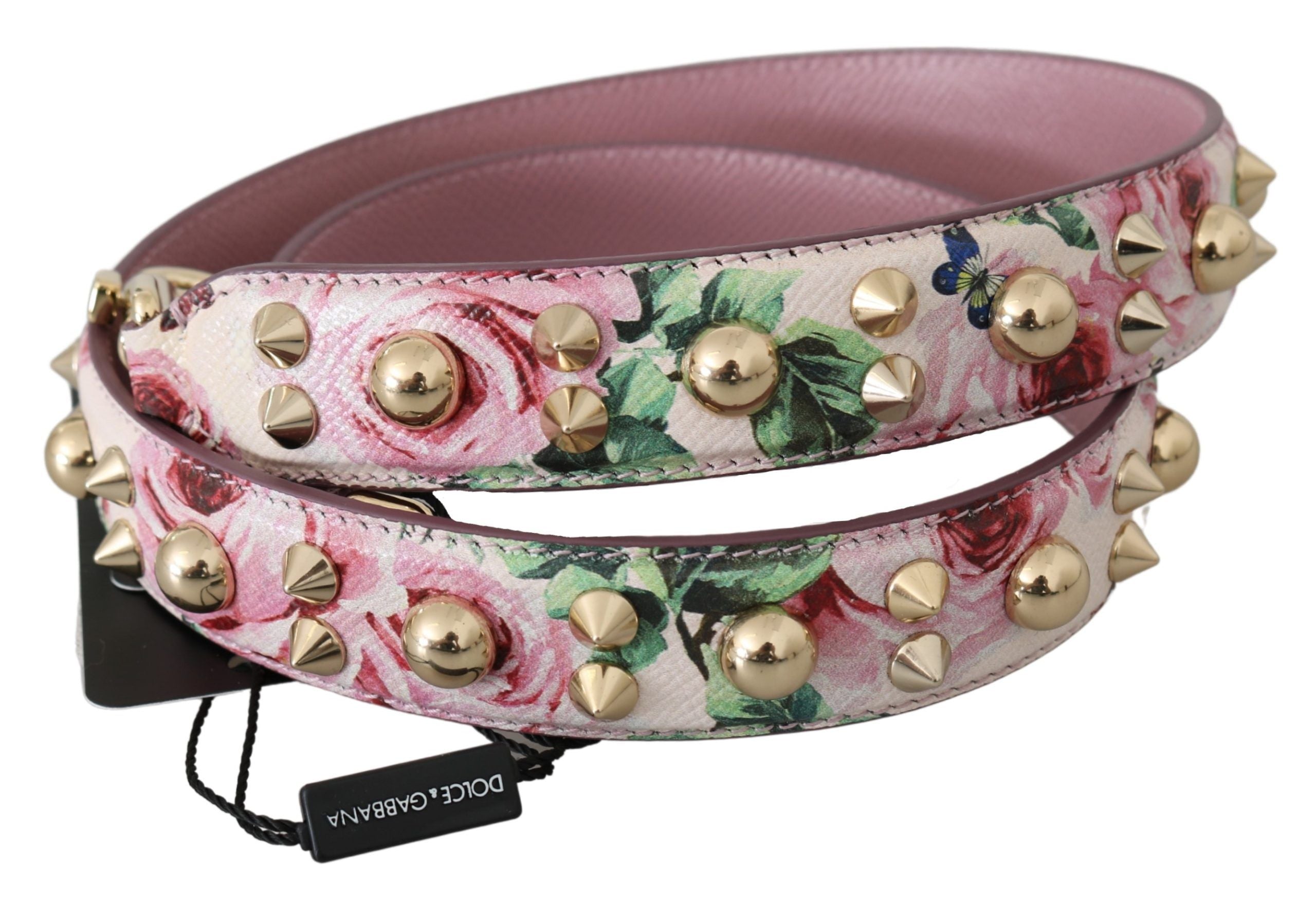Chic Floral Pink Leather Shoulder Strap - ventzia