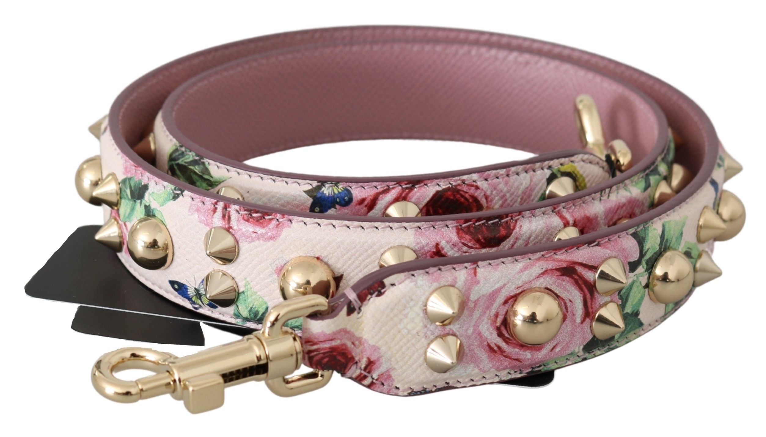 Chic Floral Pink Leather Shoulder Strap - ventzia