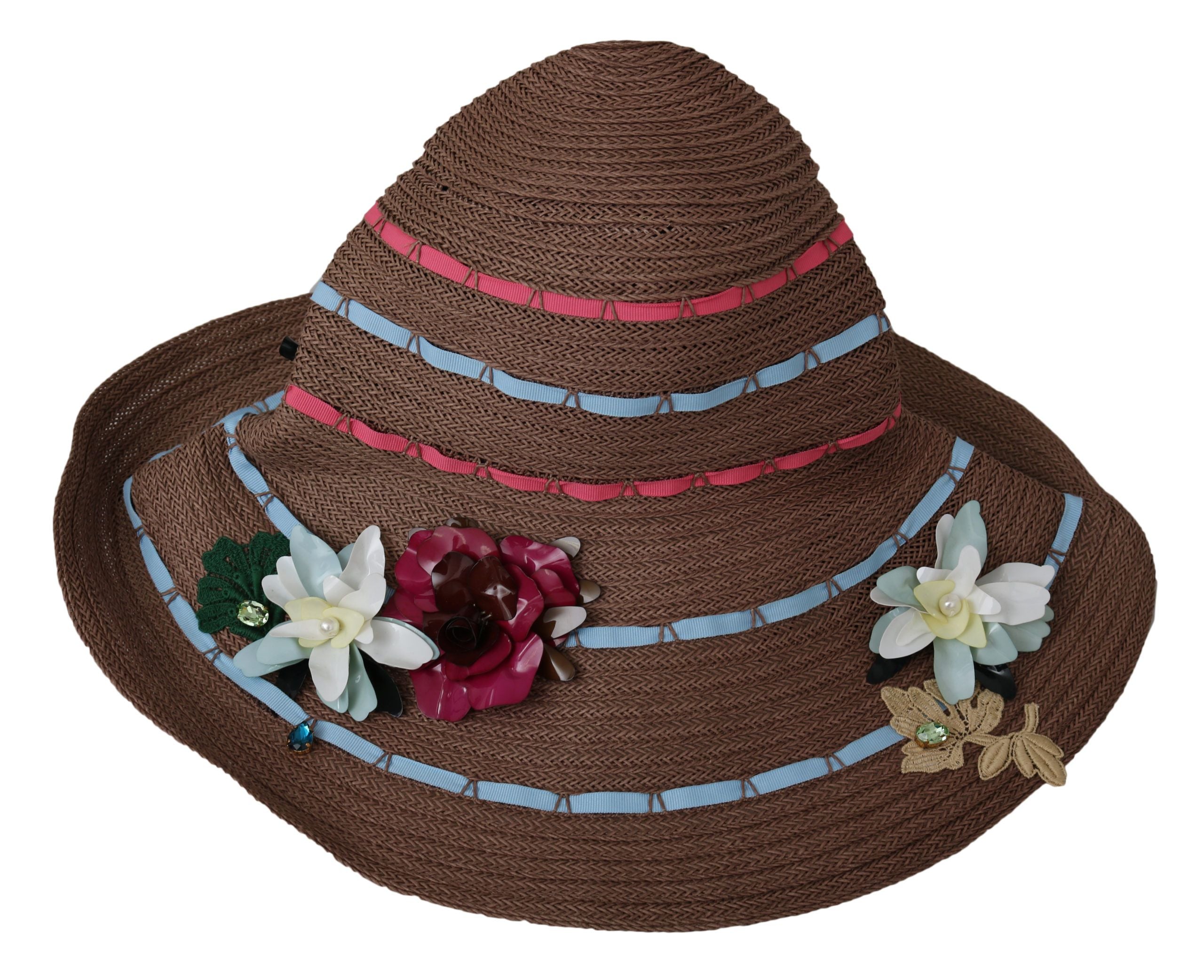 Elegant Floppy Straw Hat with Floral Accents - ventzia