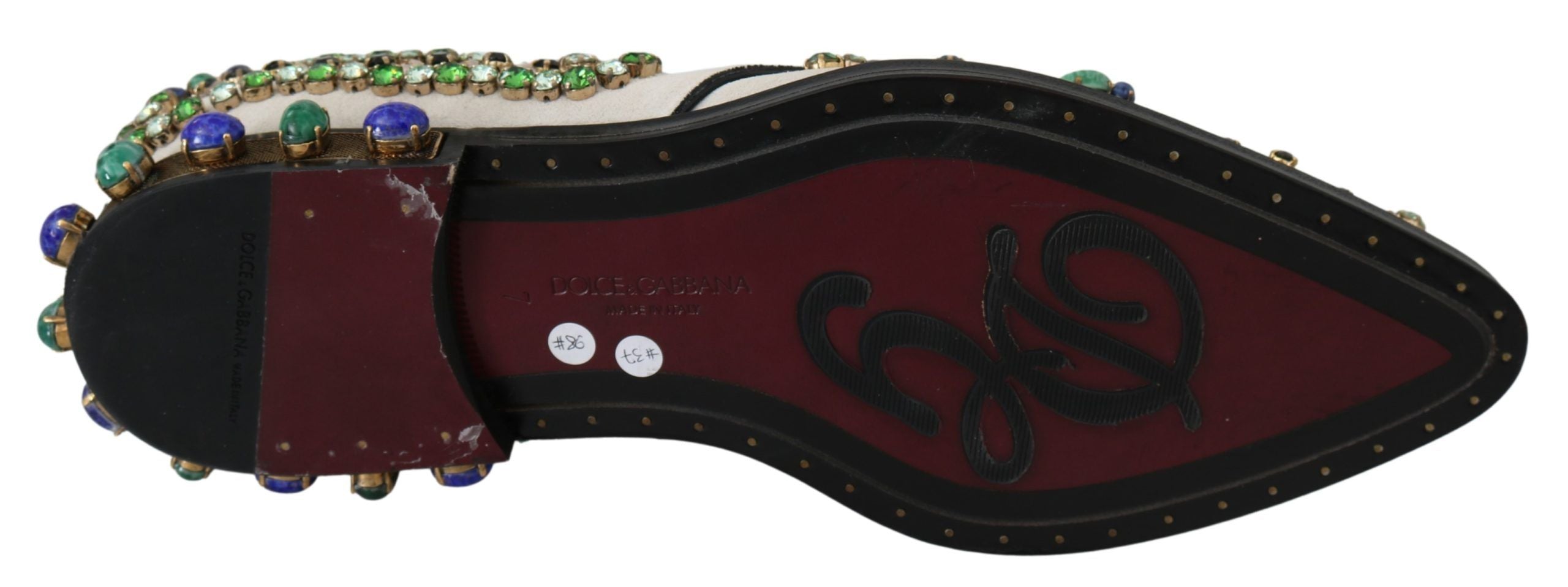 Elegant White Suede Dress Flats with Crystals - ventzia