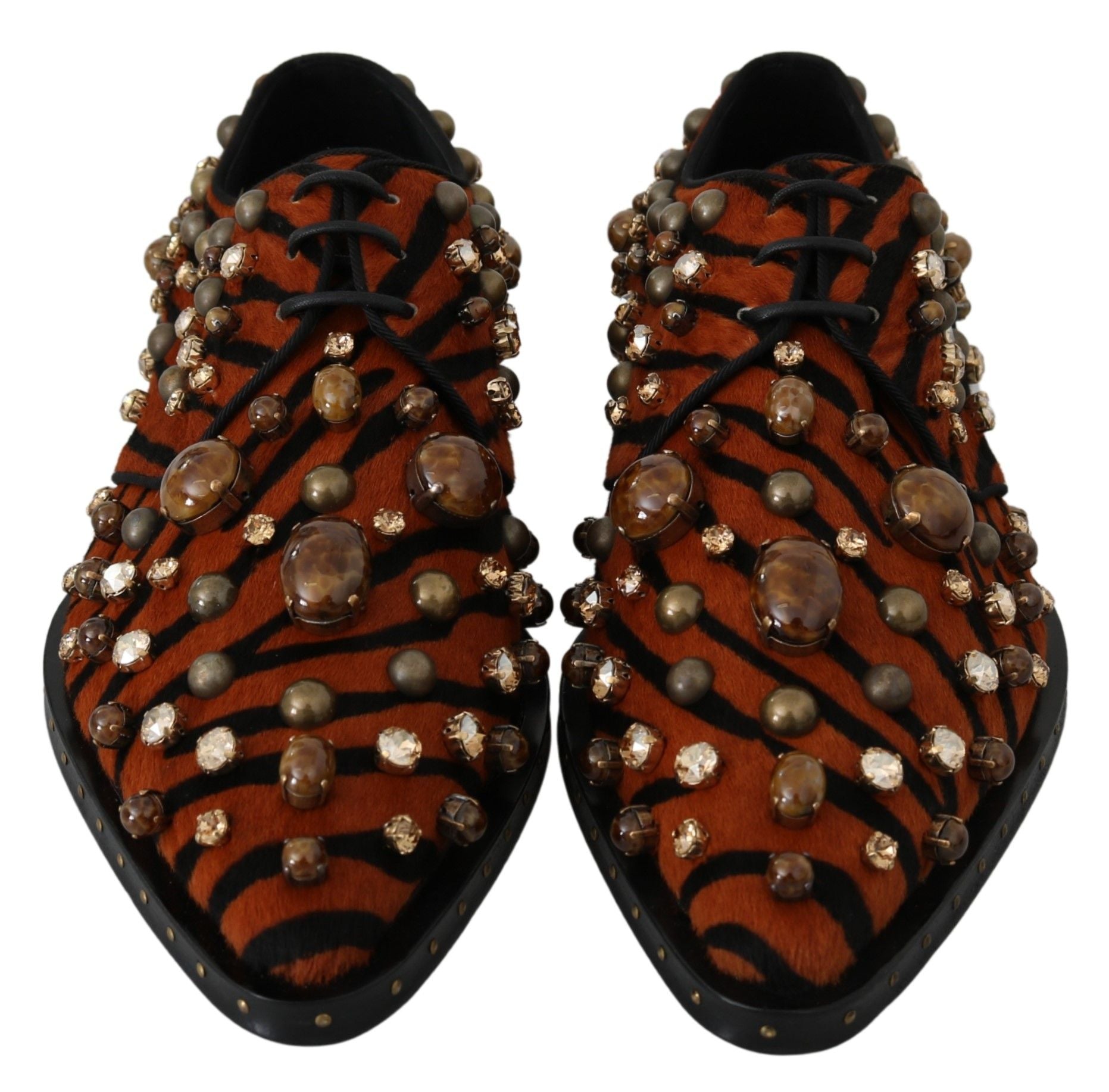 Tiger Pattern Crystal Embellished Flats - ventzia